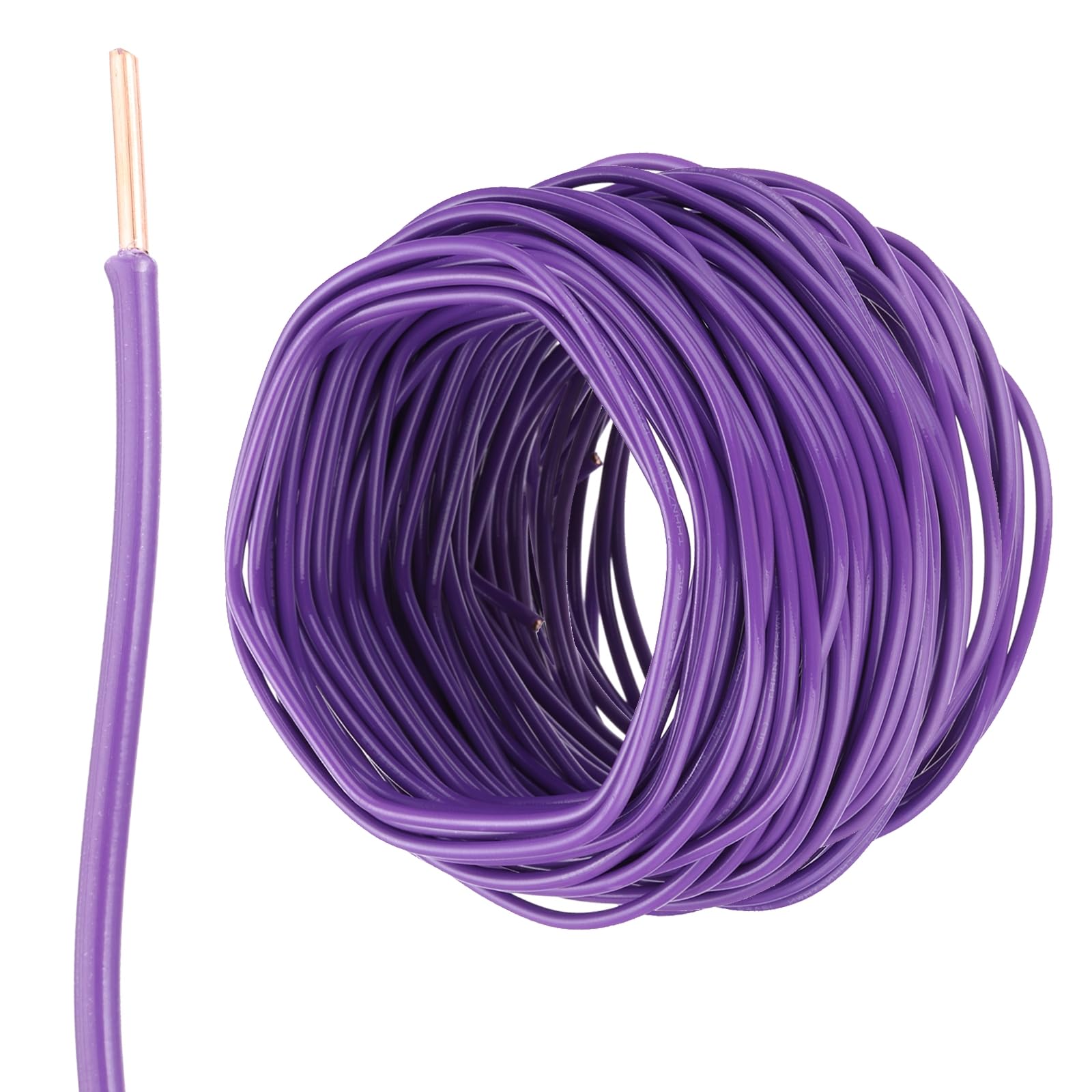 QUARKZMAN 150 Fuß Elektrischer Draht Isoliert Massivkupfer 12AWG Anschlusskabel THHN Draht Wohnbereich Industrie Erdung Elektrisch Bewertet Für 600 Volt UL Gelistet Lila