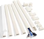 ZhiYo Kit mural de couverture de cordon, 94.5in Hider mur monté sur cordon TV, Couvre-fils pour cordons, cache-fil pour TV Sur le mur, Kit mural de cache-câbles, 6 x L15.7 dans W0.98dans H0.5in, blanc