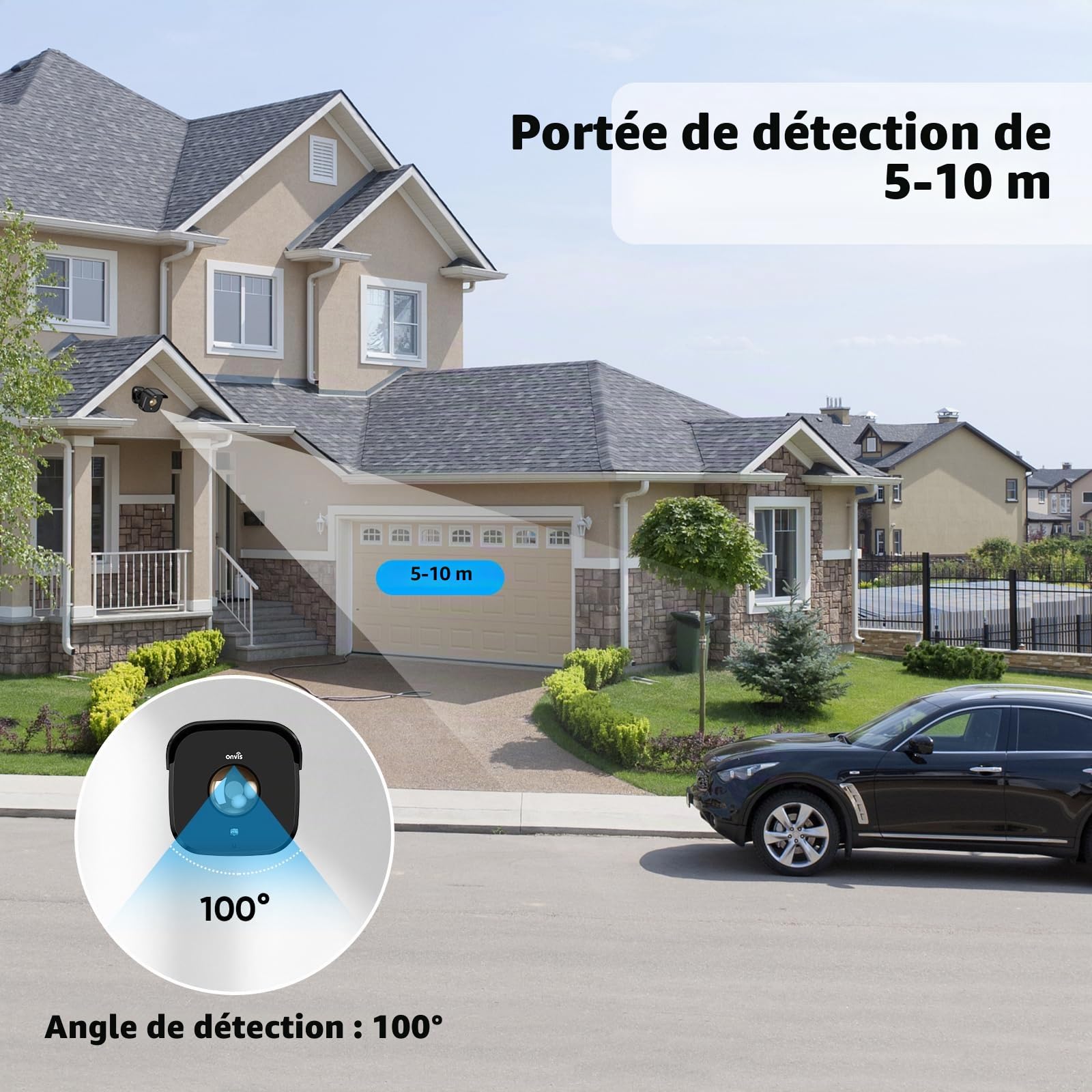 Onvis Détecteur de mouvement extérieur Thread, détecteur étanche IP66 avec capteurs de lumière, température et humidité, pour système d'alerte et d'automatisation