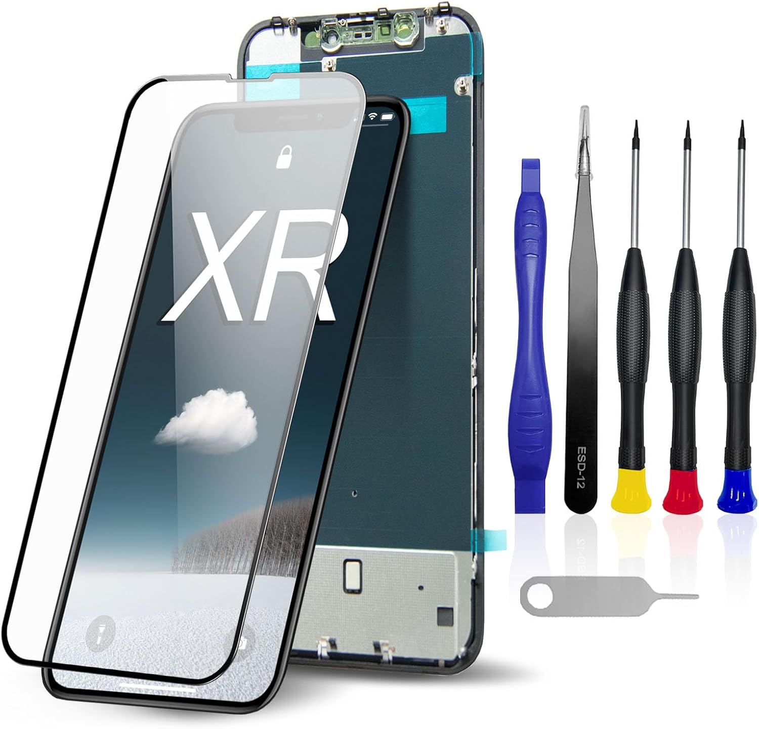 iPhone XR LCD Screen Replacement 6.1 Inch - Touch Display Digitizer Assembly with Full Repair Tools Kit, Perfectly Compatible with iPhone XR Models (A1984, A2105, A2106, A2107)