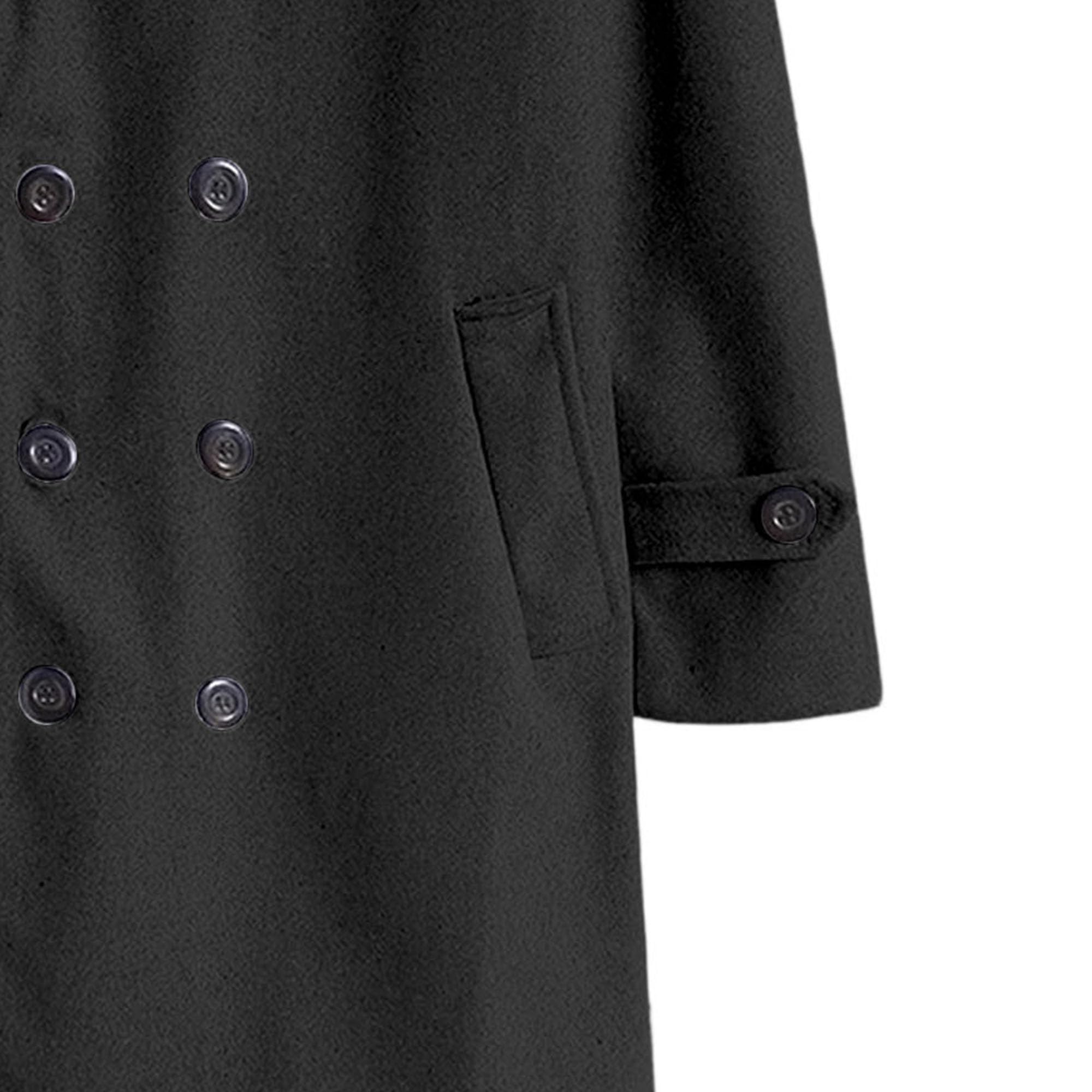 Cappotto da uomo doppiopetto invernale giacca a vento in misto lana cappotto trench in lana con risvolto dentellato