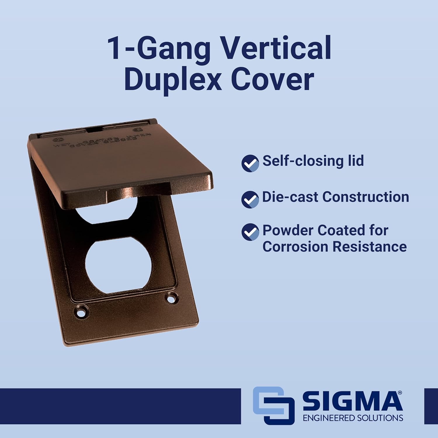 Sigma Engineered Solutions 14246BR 1-Gang Vertical Duplex Weatherproof Cover, Bronze