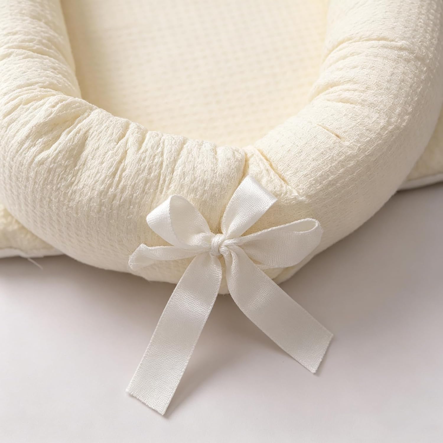 Baby Lounger 0-24 Months Portable,Infant Lounger for Newborn Soft Organic,Adjustable Baby Nest Breathable Fabric & 3D Support for Home & Trave,Newborn Essentials(Beige)