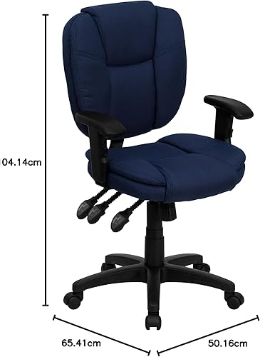 Miniatura 8 de Flash Furniture Caroline Silla de oficina ergonómica giratoria multifunción de tela negra con cojín superior y brazos