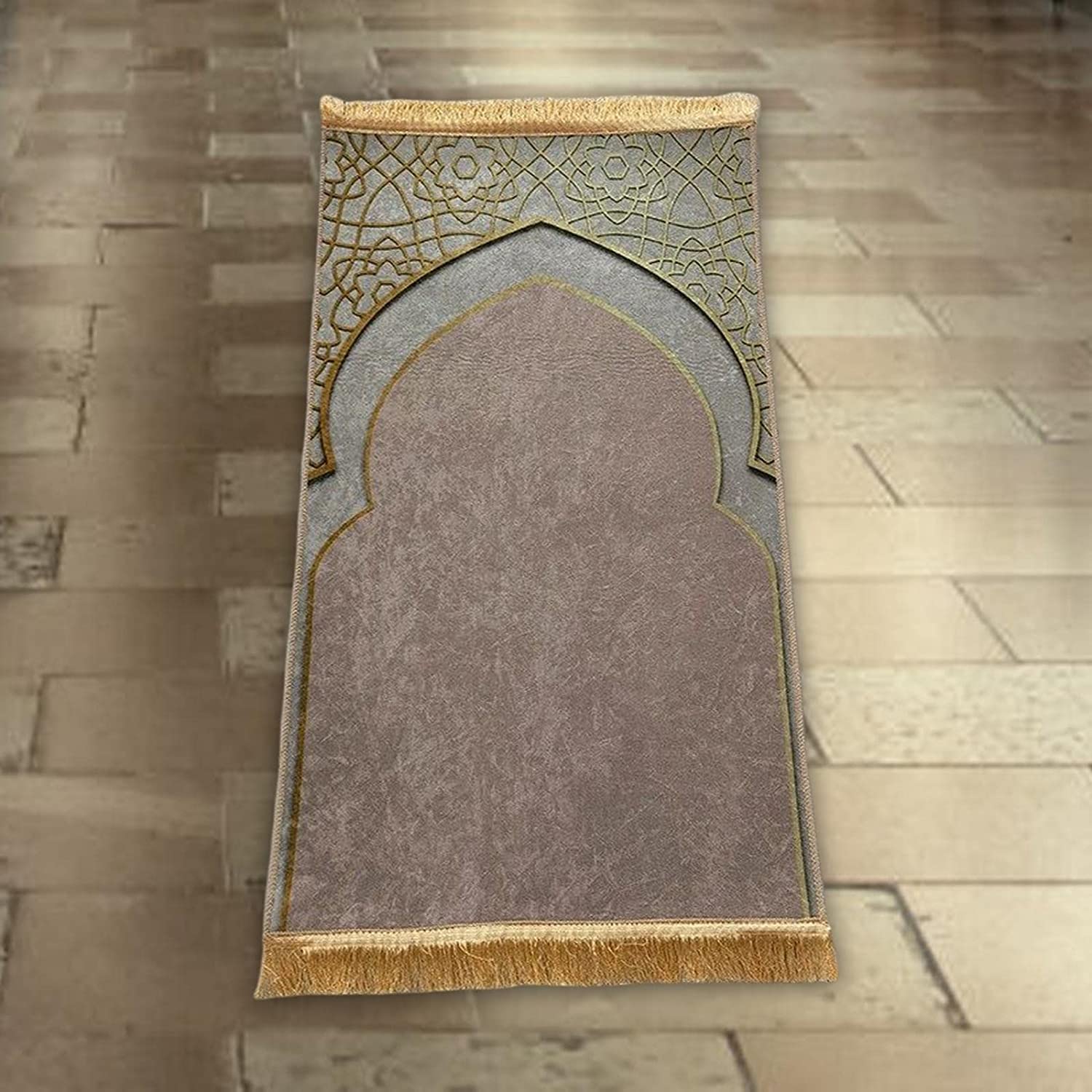 Przenośny dywanik modlitewny, koc do modlitwy, mata modlitewna, miękki islamski muzułmański antypoślizgowy 65 cm x 110 poliester wykwintny(Bruin)