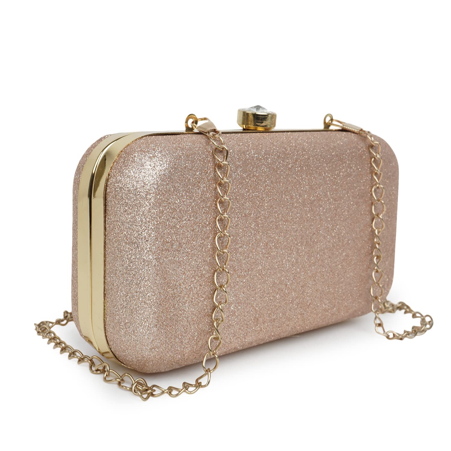 PU Stylish Fancy Designer Wedding Party Classy Trendy Gold Chain Strap Crossbody Clutch For Women & Girl-image-22