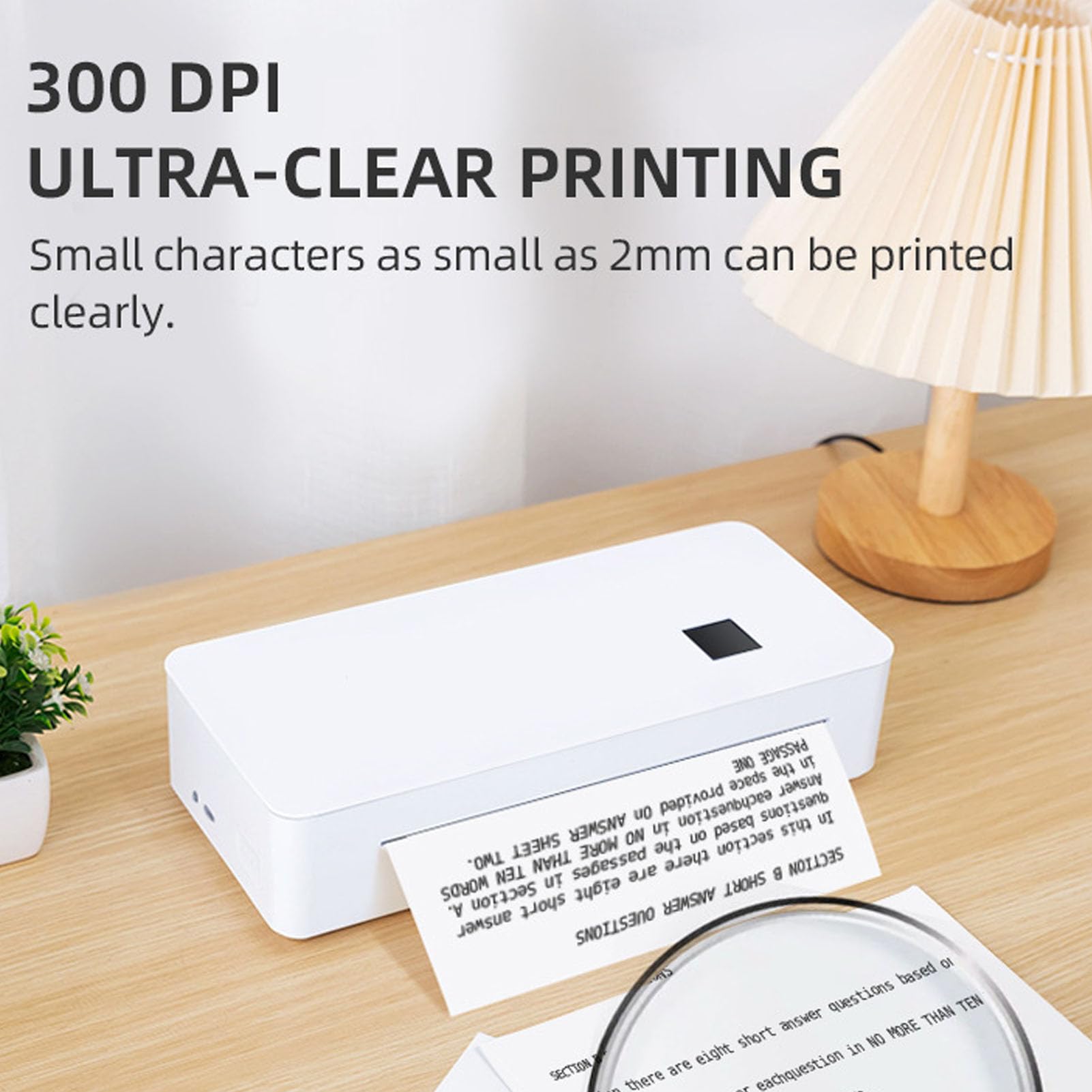 Wireless Thermal Printer A4 Portable Bluetooth Mini Inkless Printer with Borderless Photo Printing and Ergonomic Design for Travel Home and Office Use