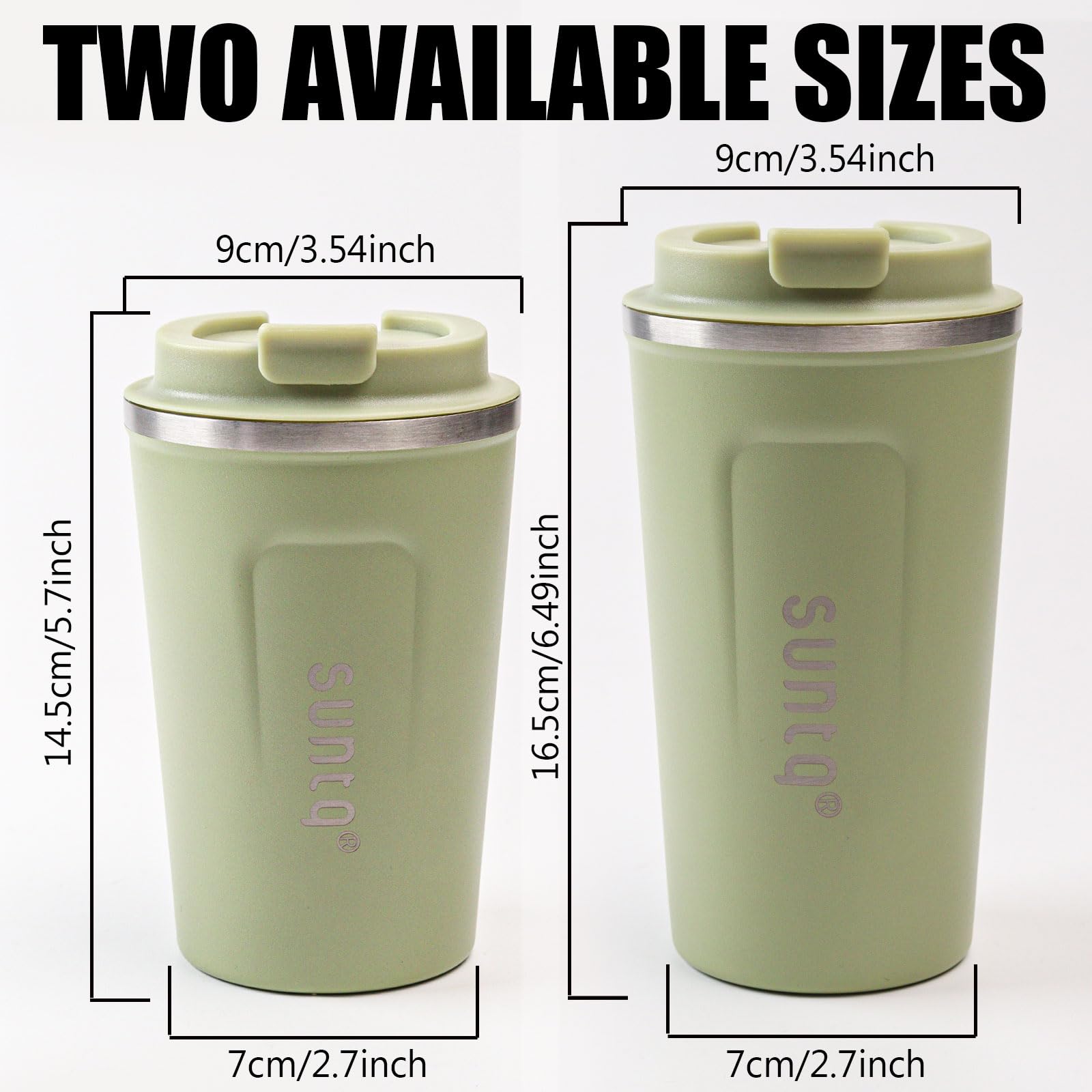 SUNTQ Tasse à café réutilisable Tasse de Voyage en Acier Inoxydable avec Couvercle étanche Isolée par Un Vide à Double paroi Tasses écologiques pour Boissons Chaudes et Froides, 18oz/510ml,Bleu Ciel