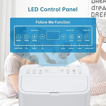 Portable Air Conditioner 14000 BTU, Air Conditioners 3-in-1 A/C Unit Dehumidifier & Fan for 500-700 Sq.Ft Rooms, 52 dB Quiet, 24H Timer, AC Unit for Bedroom Apartment Dorms, Window Kit Included, Black