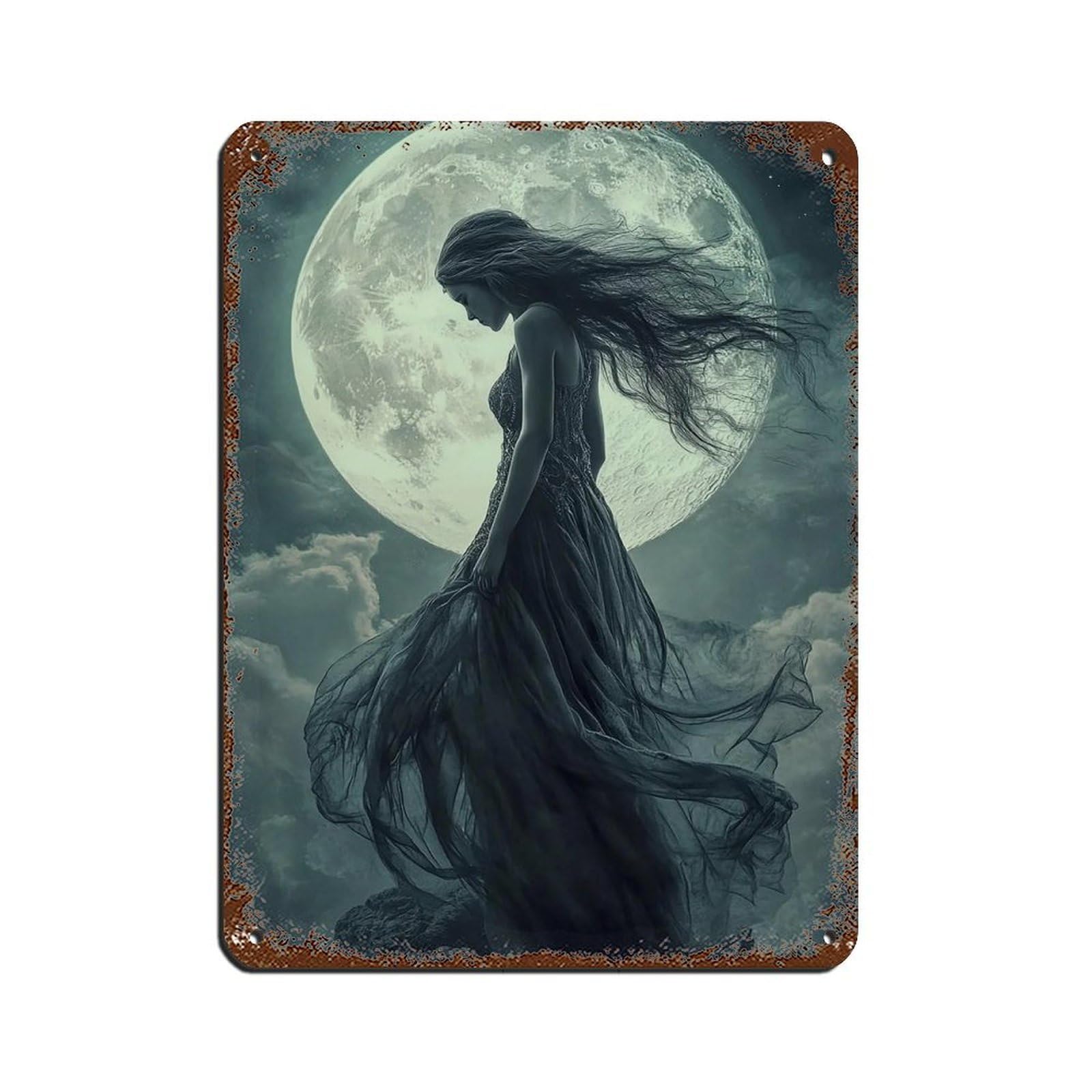 Selene, Greek Goddess of The Moon Tin Sign Vintage Metal Pub Club Cafe Bar Home Wall Art Decoration Poster Retro 12x16inch(30x40cm)