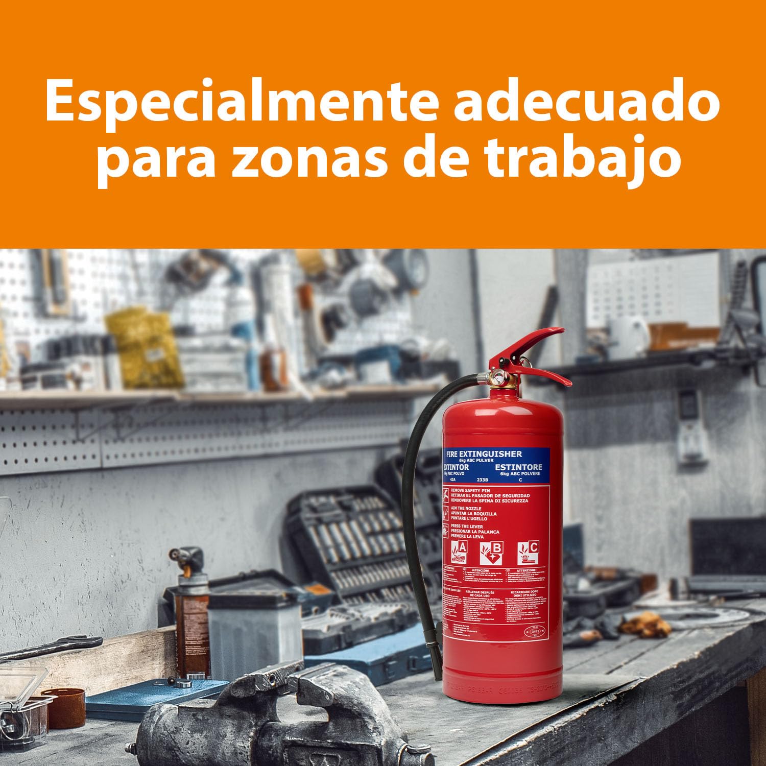 Smartwares Powder Extinguisher, 6 kg, for ABC Fires, Suitable for Vehicles and Homes, with mounting Bracket