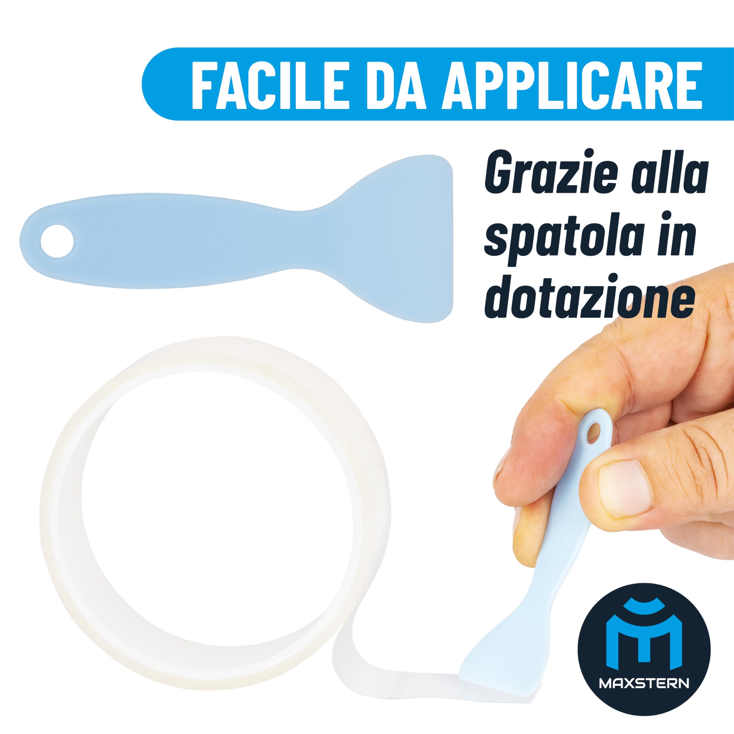 Nastro Sigillante per Sanitari 3 m x 3 cm – Bianco – Spessore 1 mm – Impermeabile e Adesivo Rinforzato – Flessibile e Resistente – Con Spatola Inclusa – Ideale per Lavelli, Vasche, WC, Cucina, Bagno