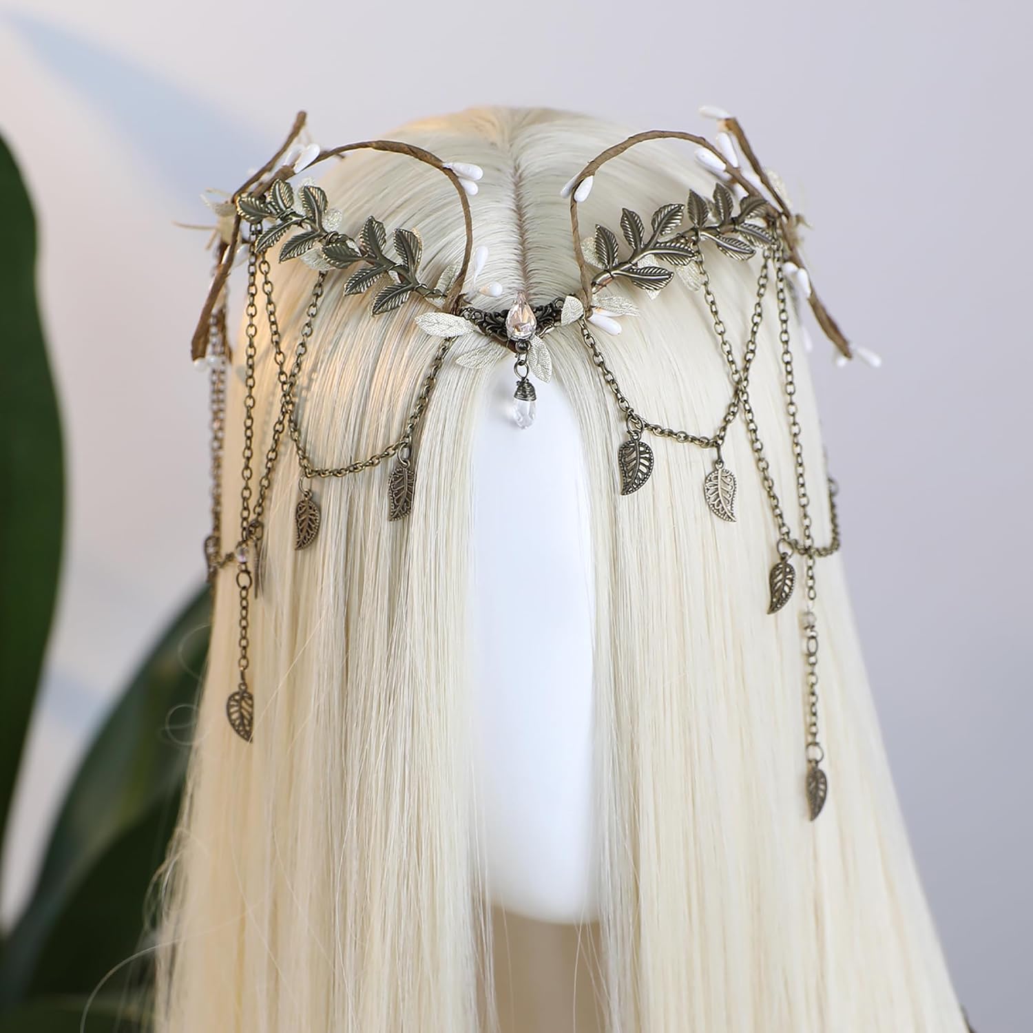 MOSTORY Medieval Elf Headpiece for Women - Viking Fairy Crown with Tassel for Renaissance Renfaire Accessories Cosplay