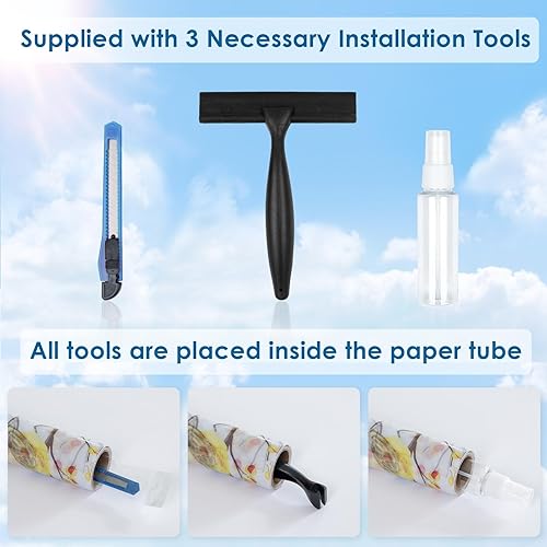 Miniatura 2 de DKTIE Película decorativa para ventana de privacidad con herramientas de instalación, película de vidrio esmerilado de pájaro esmerilado,