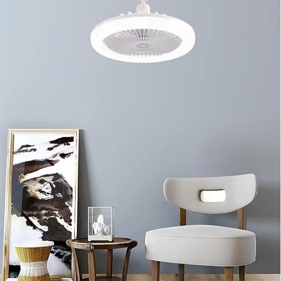 Minimalist Remote Control Fan Light, Embedded Fan, E27 Screw White Light, Ceiling Fan Lights