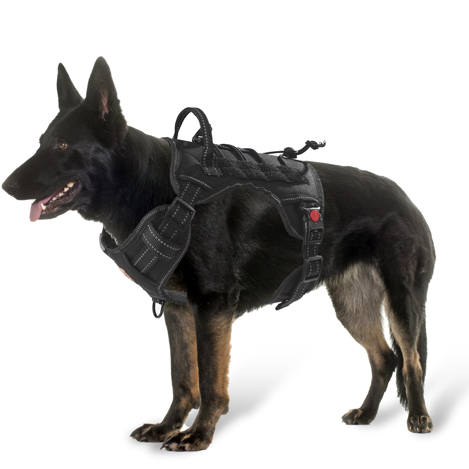 PET'S HUB Large Dog Harness, No Pull Pet Harness With 2 Lead Clips, Soft Padded Dog Vest Harness, Reflective & No-Choke Control Handle. (Black, Medium)