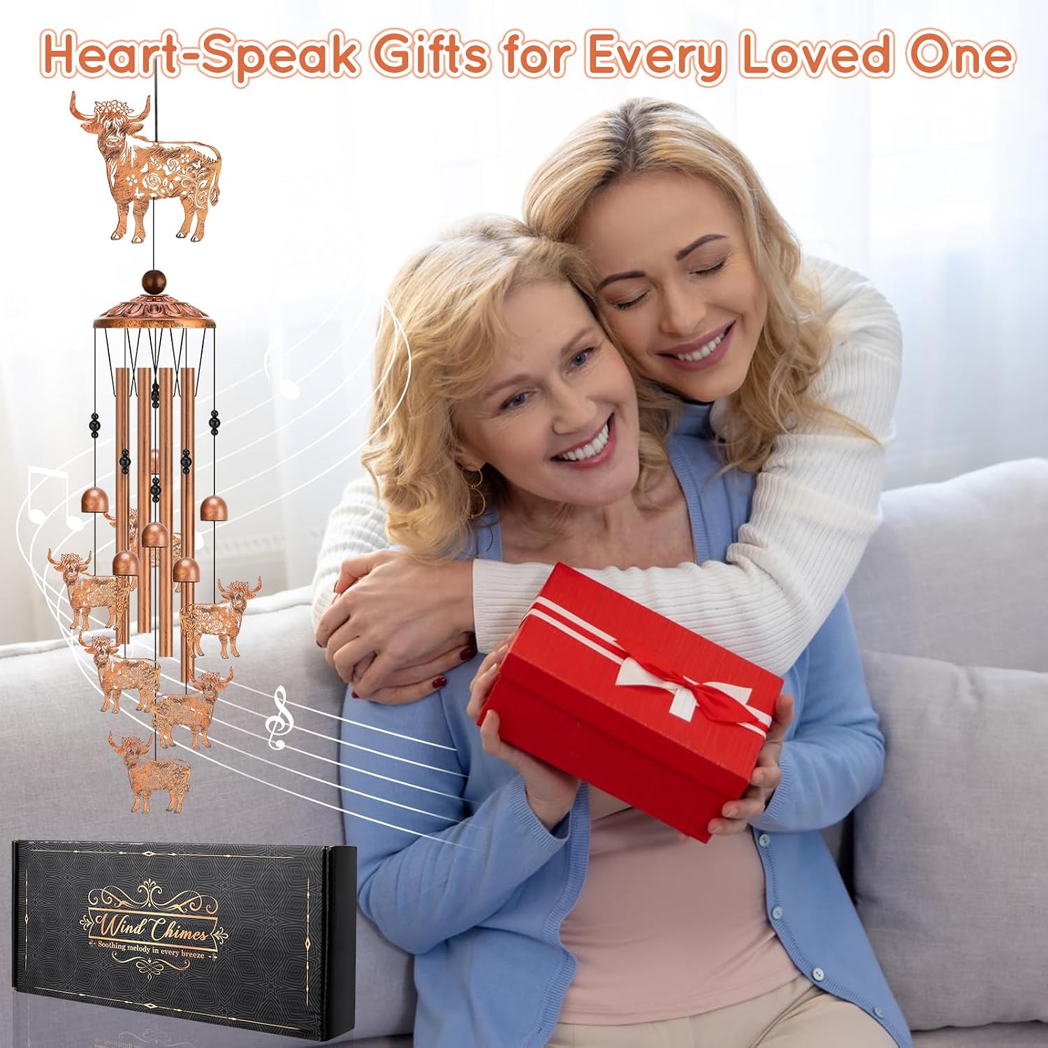 Highland Cow Wind Chimes for Outside Cow Gifts for Women image 4