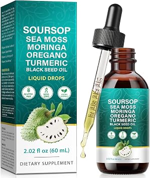 Soursop Bitters Liquid Drops 60ml, Contains Herbal Extracts Soursop, Moringa, Oregano, Turmeric and Black Seed Oil, for Overall Health-Enhancing