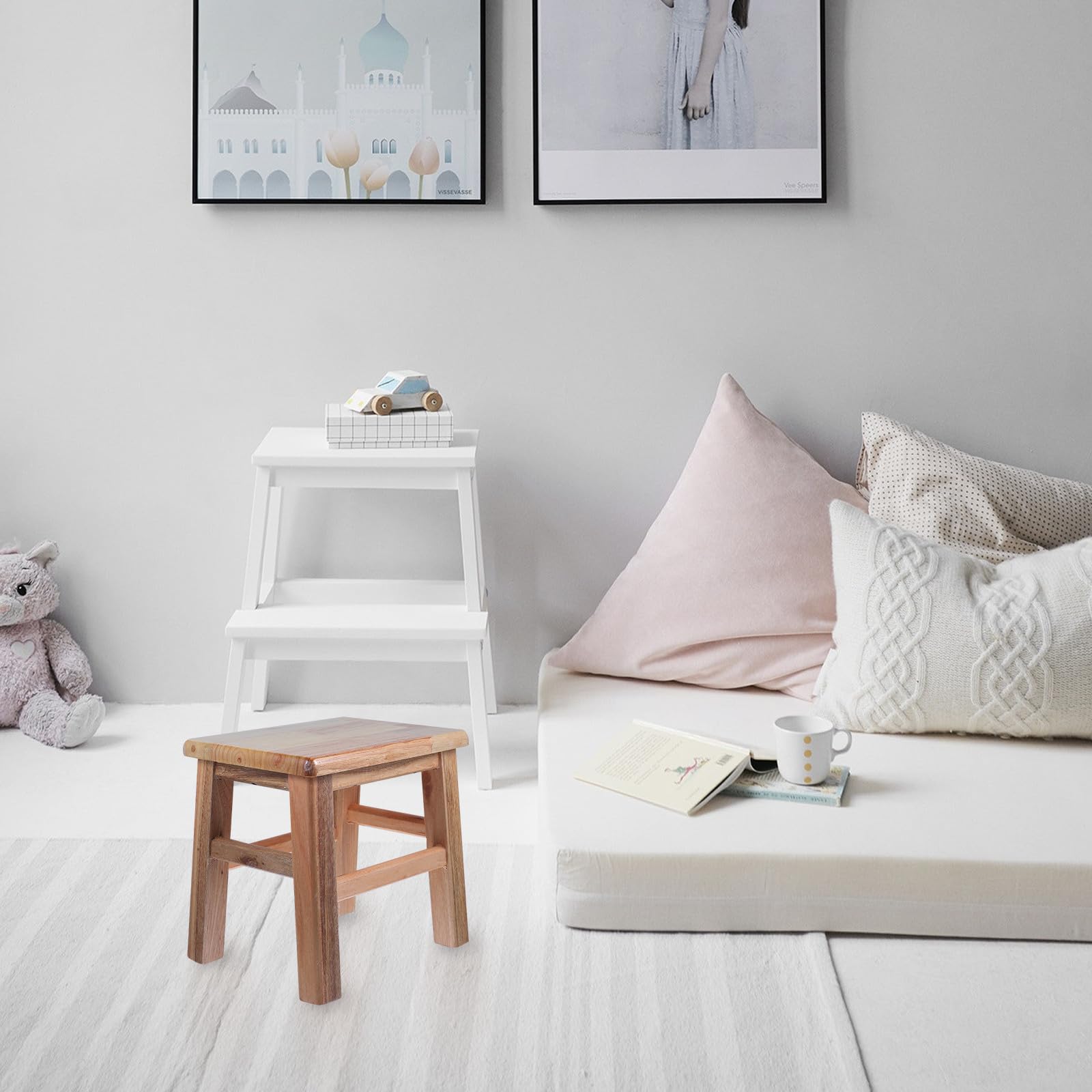 Zerodeko Taburete Pequeño de Madera Maciza, Portátil Hogar