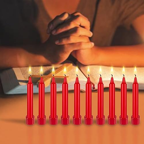 Miniatura 4 de Mega Candles 10 velas cónicas rojas sin perfume de 4 pulgadas, uso general del hogar, emergencia y más