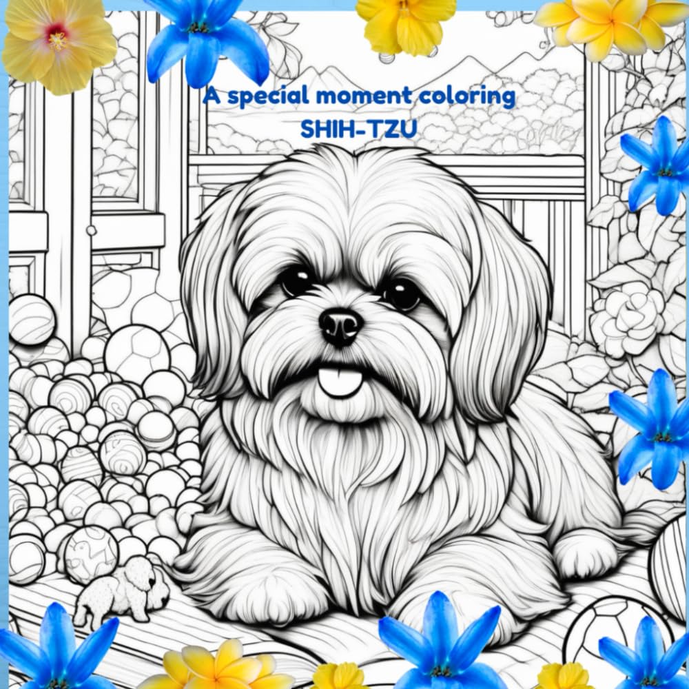 A special moment coloring shih-tzu: Spend wonderful hours of fun coloring beautiful shihtzu, coloring book for kids and teens, cute animals coloring ... cute gifts, lovely hobbies, cozy charm book