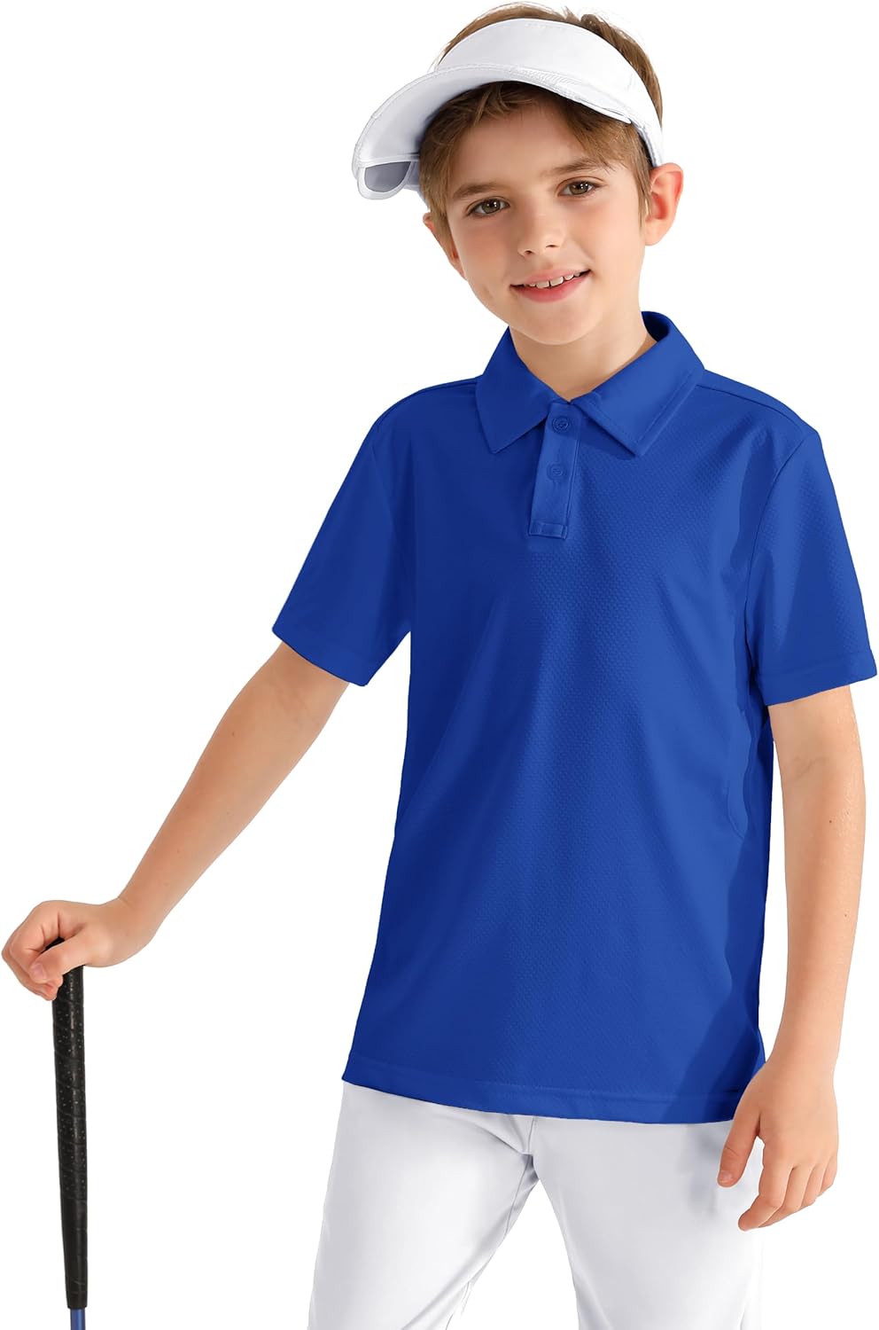 Boys' Performance Polo Shirt - Golf Grid Short Sleeve Collar Shirts Youth Stretch Quick Dry Lightweight Athletic UPF50+