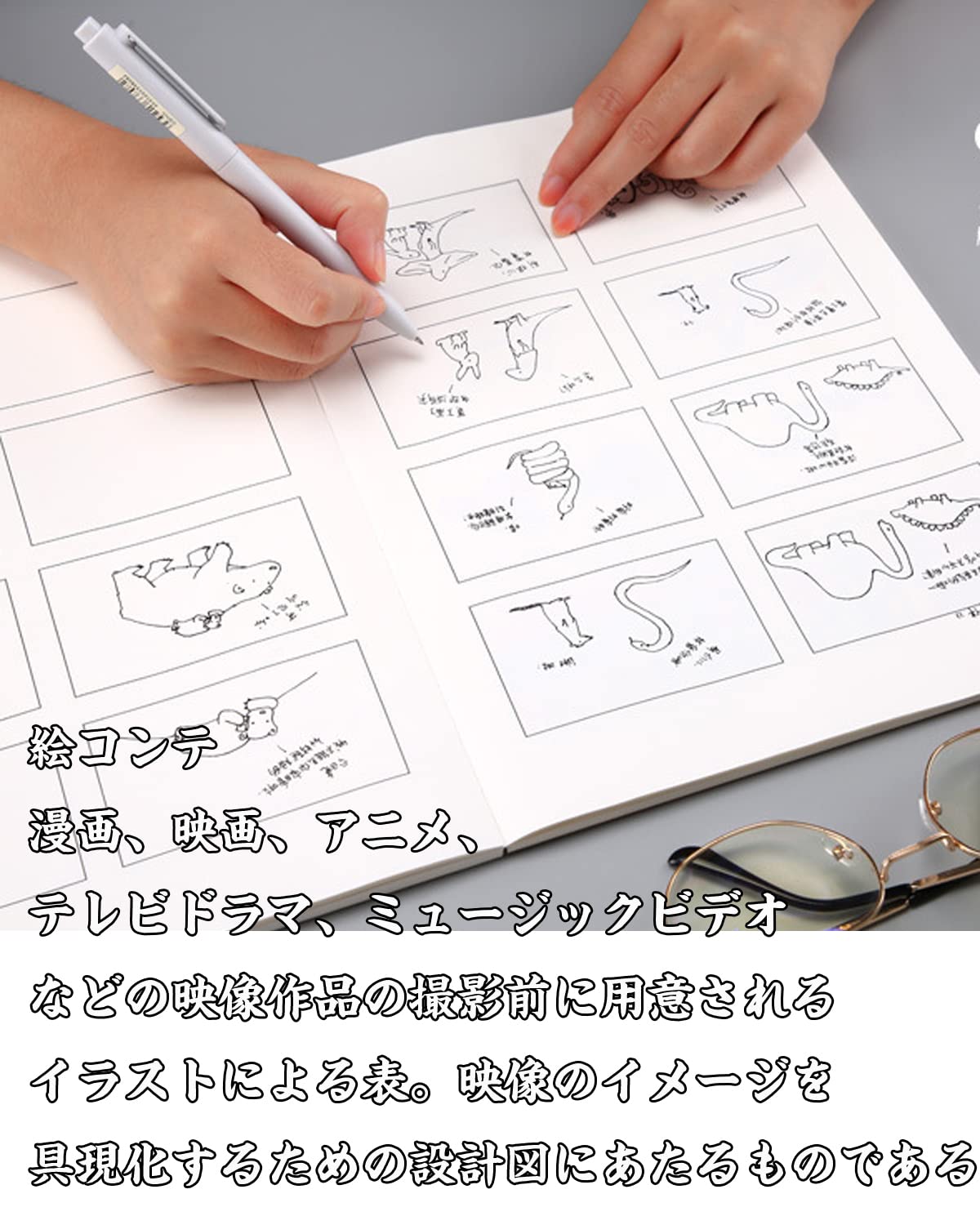 Amazon.co.jp: 絵コンテ ノート64枚A4原稿用紙 ノートA5漫画用紙4コマ