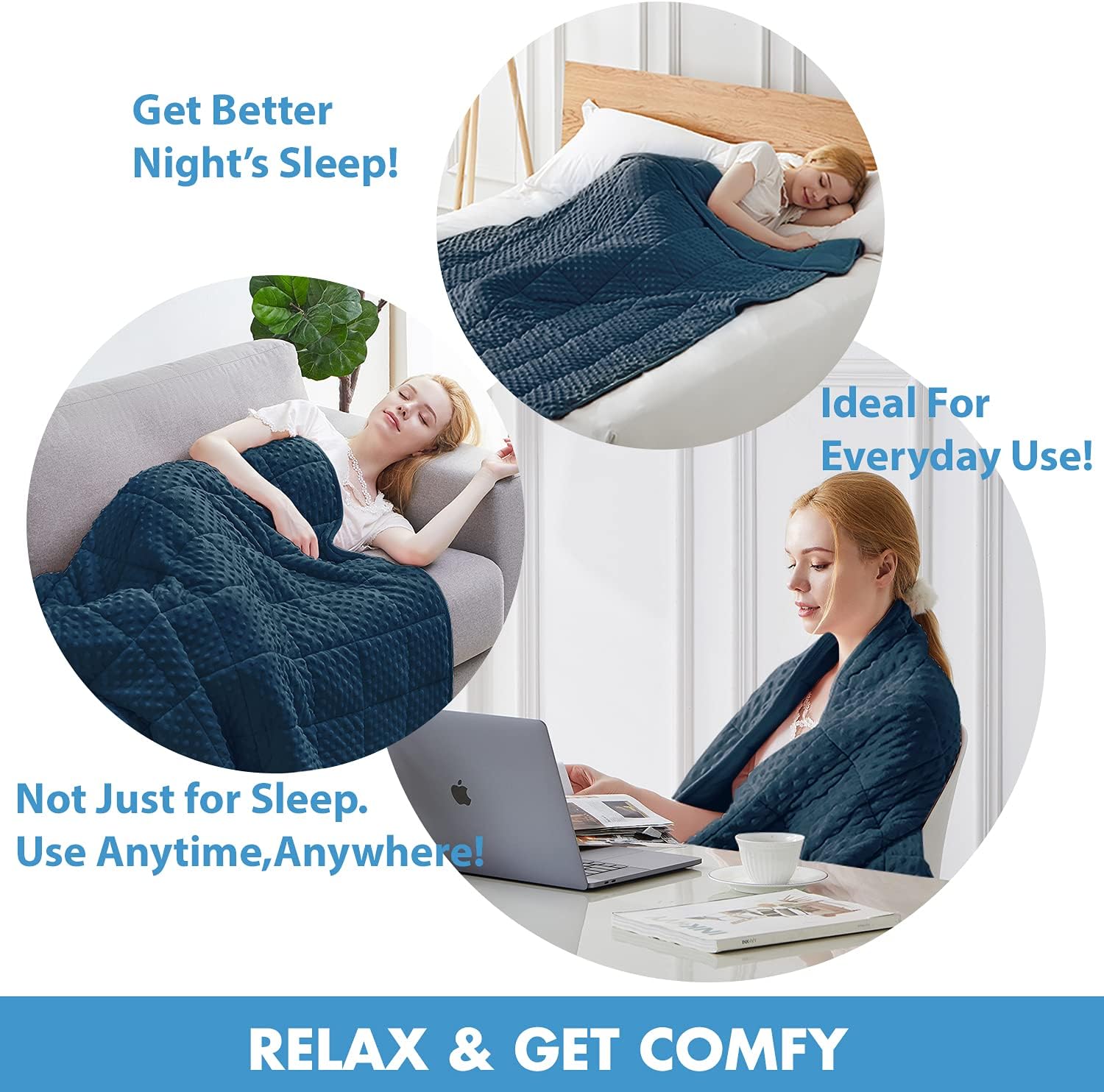 Get Cheap Price Huloo Sleep Weighted Blanket Queen 15lbs for Adult(60×80,Navy Blue) Breathable Soft Minky Weighted Throw Blanket for All Season,Heavy Blanket with Premium Glass Beads Featured Product Huloo Sleep Weighted Blanket Queen 15lbs for Adult(60×80,Navy Blue) Breathable Soft Minky Weighted Throw Blanket for All Season,Heavy Blanket with Premium Glass Beads