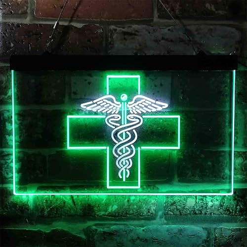Miniatura 2 de ADVPRO Medical Cross Dispensary Snake Dual Color LED Neon Sign Blanco y Verde 16 x 12 pulgadas st6s43-i3901-wg