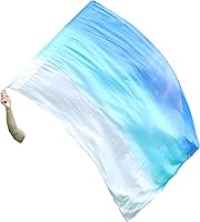 Vista 17 de Winged Sirenny Bandera de seda Poi, 50 pulgadas rectangular Spinning Playsilk Alabanza Profética Adoración Danza Banner (rojo)