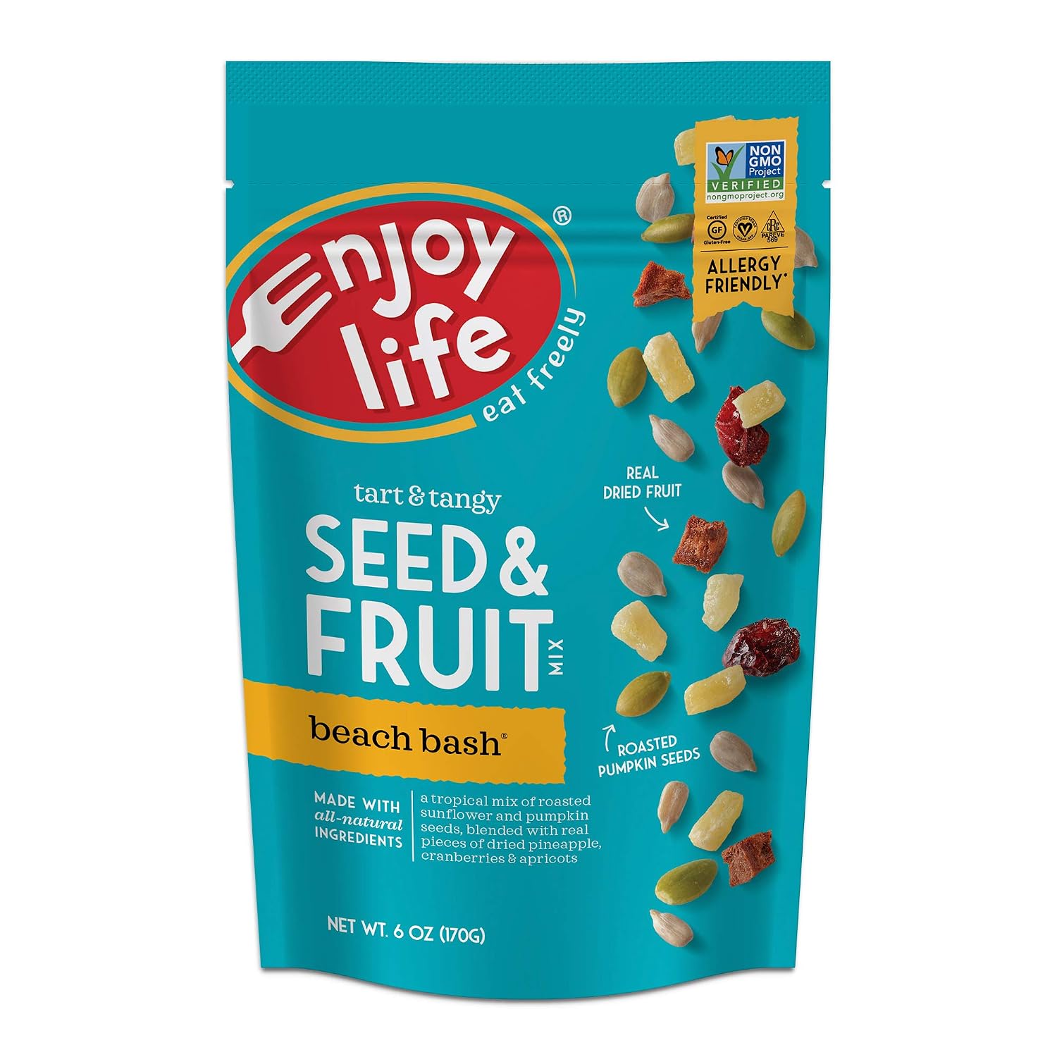 Enjoy Life Seed & Fruit Mix, Soy free, Nut free, Gluten free, Dairy free, Non GMO, Vegan, Beach Bash®, 6 Ounce Bag