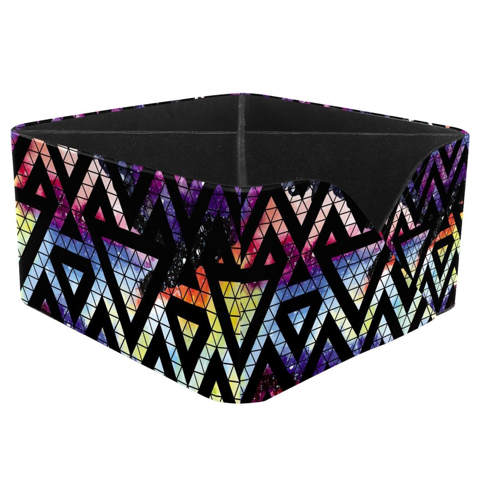 KengjuTesu Galaxy Triangles Geometric Shapes Pattern Desktop Organizer Pen Holder, Rectangular Pencil Cup for Office, Study and Makeup Stations