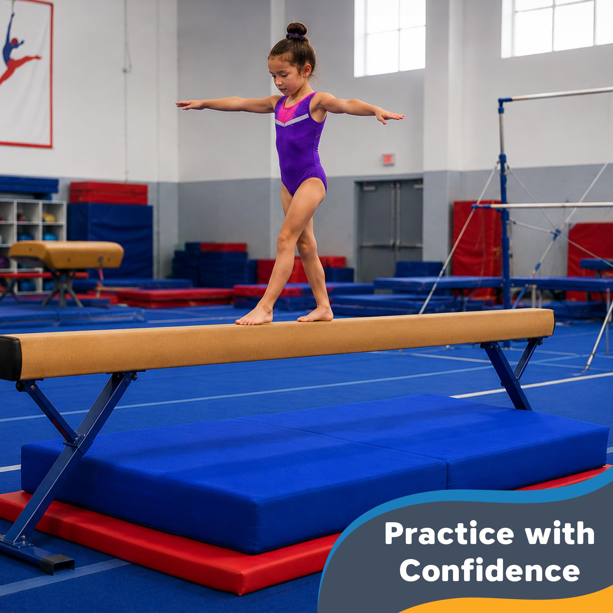 Colchoneta de Aterrizaje Gimnasia | Grande 183 x 122 x 15 cm | Crash Pad Niños | Colchoneta Gimnasia Blanda para Tumbling, Cheerleading y Entrenamiento | Crashpad Sensorial | Atletismo, Escalada