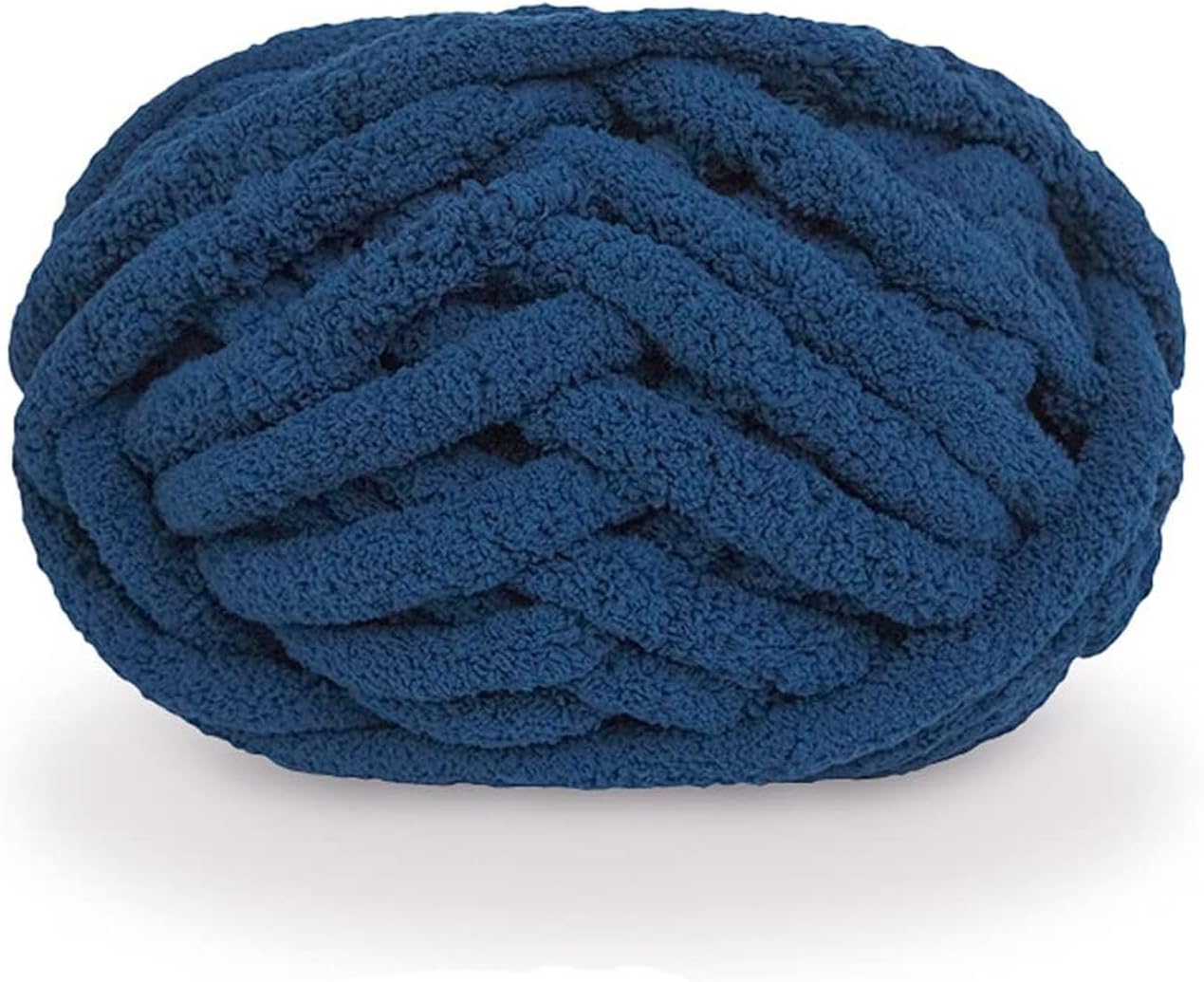 Chunky Knit Chenille Yarn for Hand Knitting Blankets, Super Soft Big Jumbo Blanket Yarn (Navy)