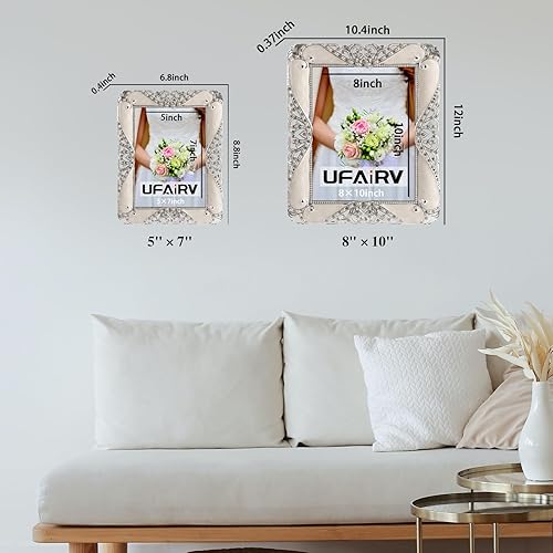 Miniatura 2 de UFAIRV Portarretratos de metal retro de 8 x 10 pulgadas, marco de fotos de boda, con herramienta de instalación, marcos antiguos europeos,