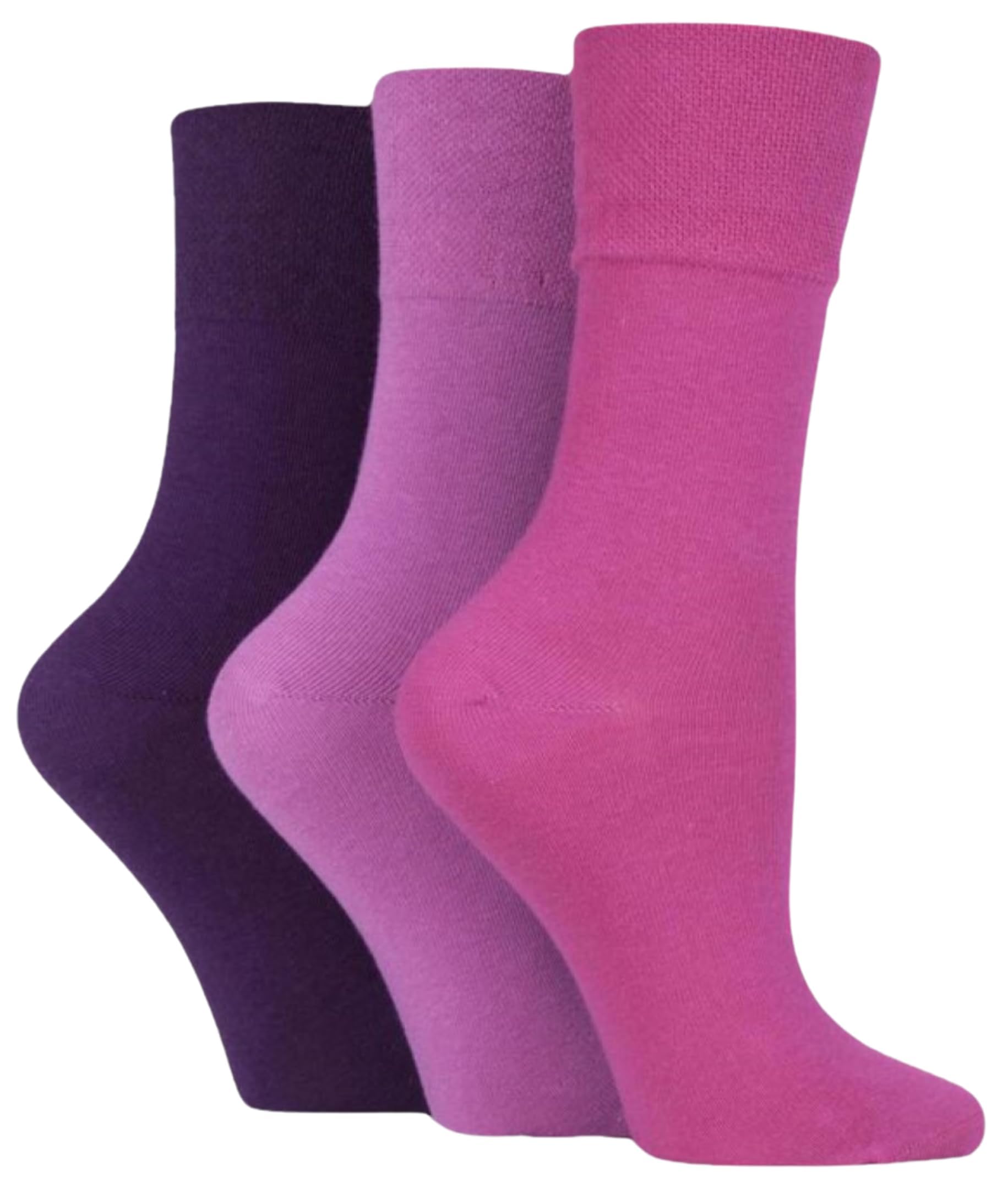 IOMI SOCKSHOP Footnurse Ladies Gentle Grip Diabetic Socks Pack of 3 Pink 4-8