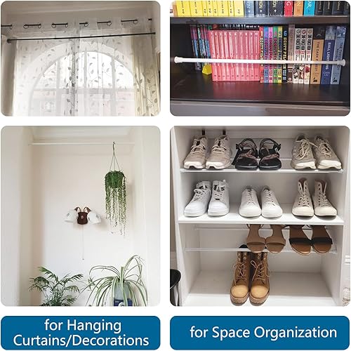 Miniatura 10 de TYRON - Barra de cortina de tensión de 11 a 17 pulgadas, barra de tensión corta pequeña extensible, sin taladro, para ventana, armario, cocina,