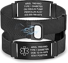 Medical Alert Bracelet for Men Women - Free Engraved Adjustable Stainless Mesh Steel Medic Alert SOS Bracelets Personalised Medical ID Emergency Wristband for Diabetics Asthma Blood Thinner Epilepsy