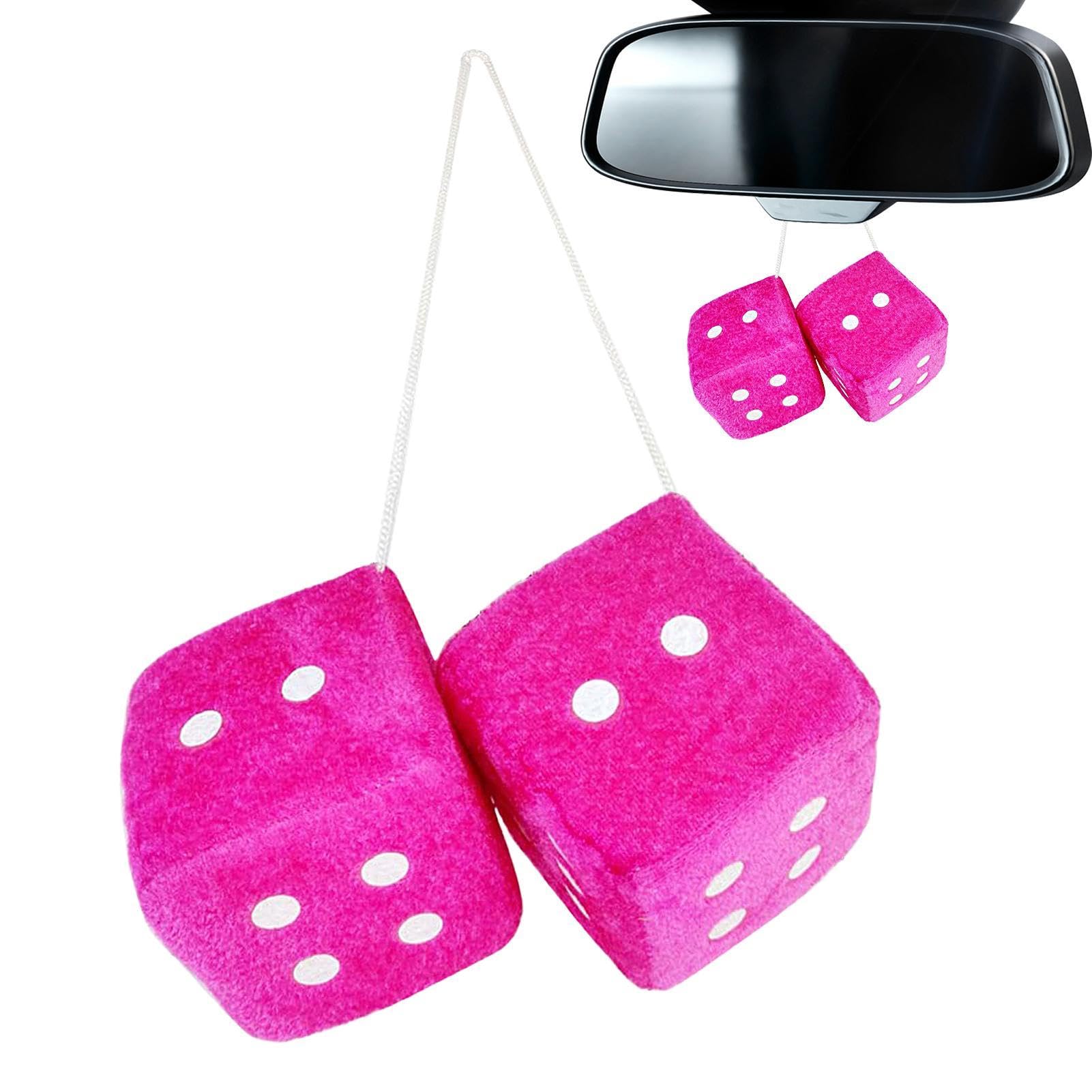 tedious Hanging Car Fluffy Dice | 7cm Furry Dice for Car Mirror | Plush Dices Hanging Ornaments Car Decoration | Couple Fuzzy Dice Car Rear View Pendant for Car Accessories, WVLJ9UAGXZM5T20ZFOI