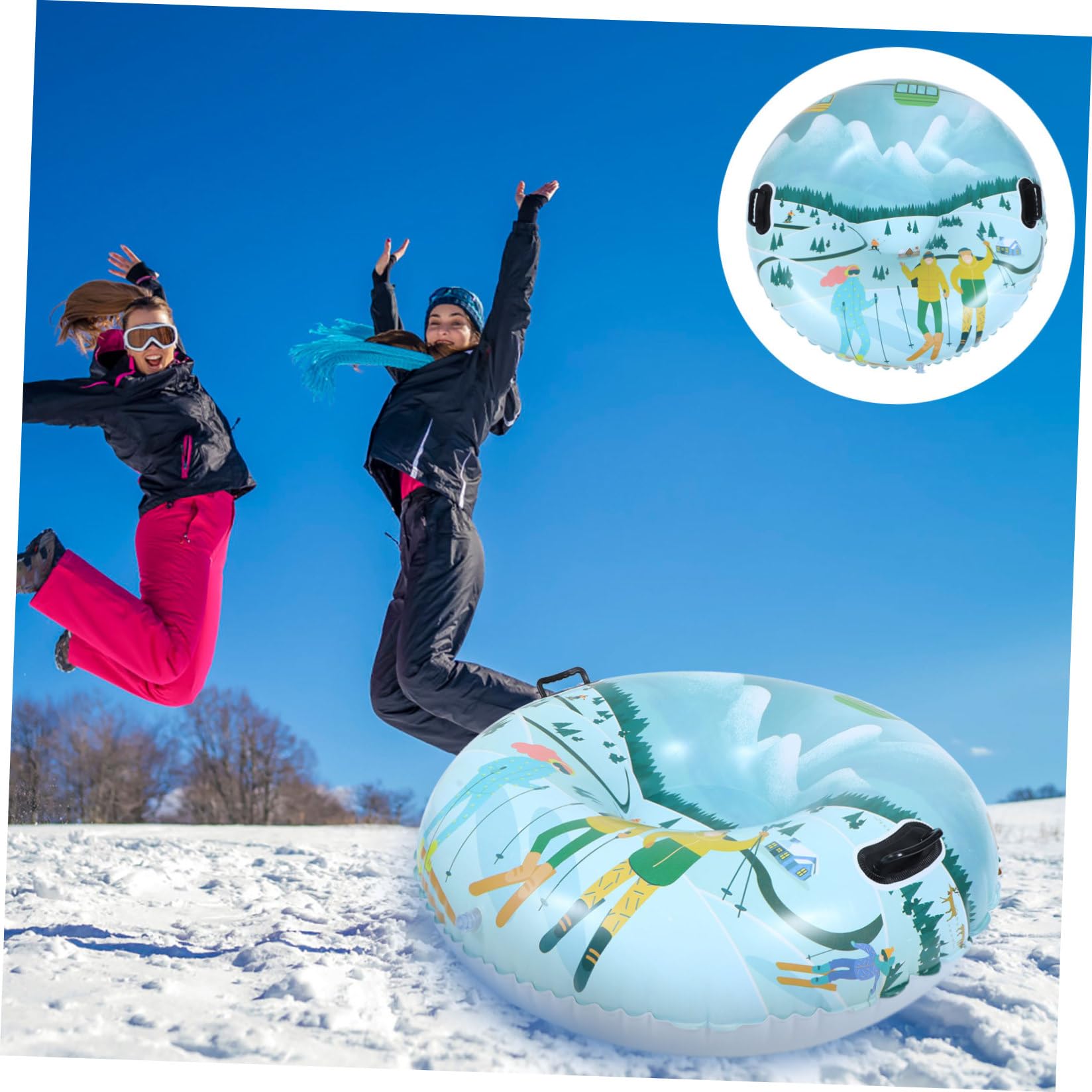 BESTonZON Slitta da Neve Gonfiabile in PVC Spesso Maniglie Antiscivolo Tubo da Sci Gonfiabile Resistente All’Usura Accessorio Outdoor per Snow Tubing in Famiglia