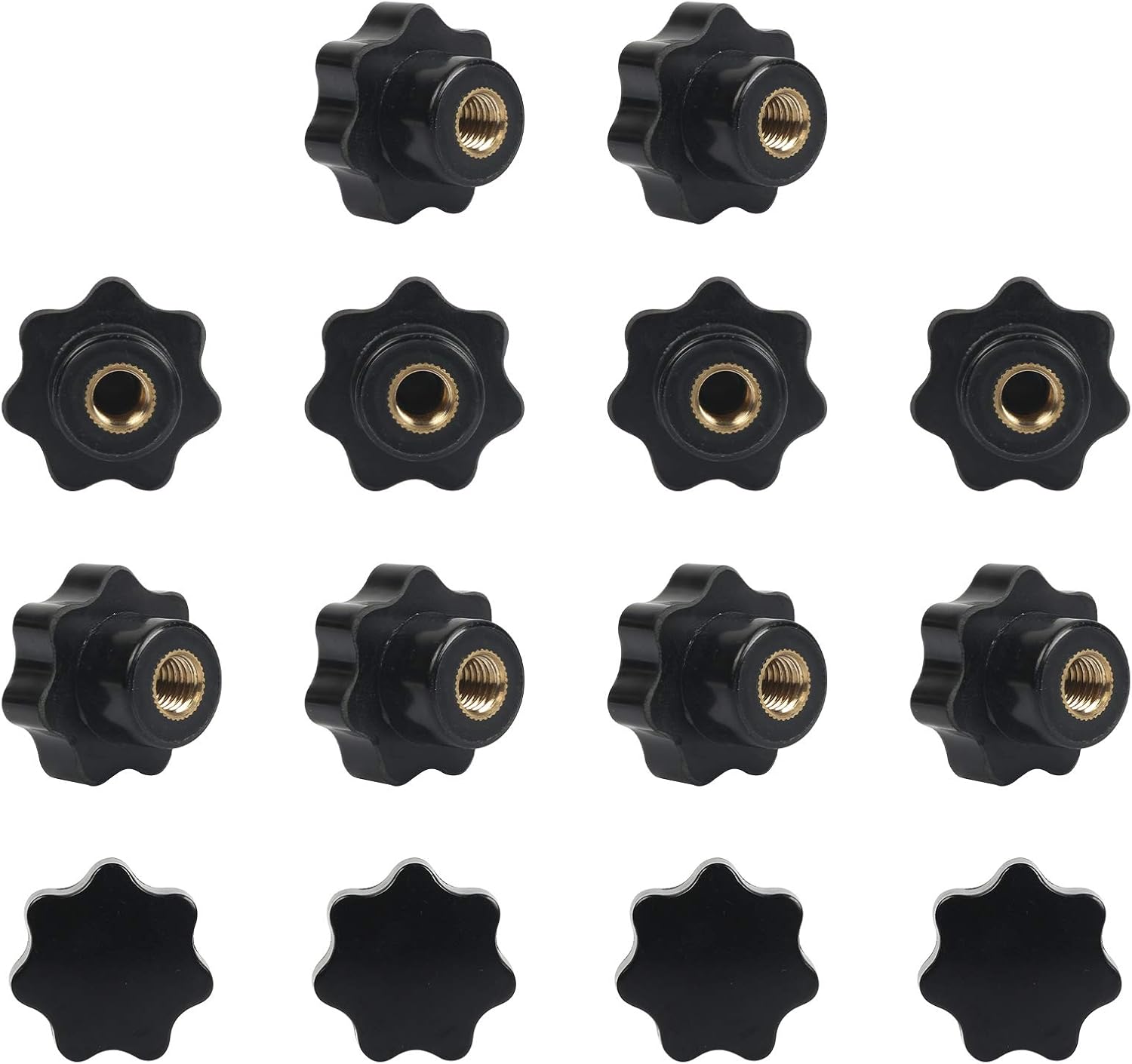 LAITER 14pcs M8 Clamping Knob Thumbscrew Knurled Knobs Black Screw On