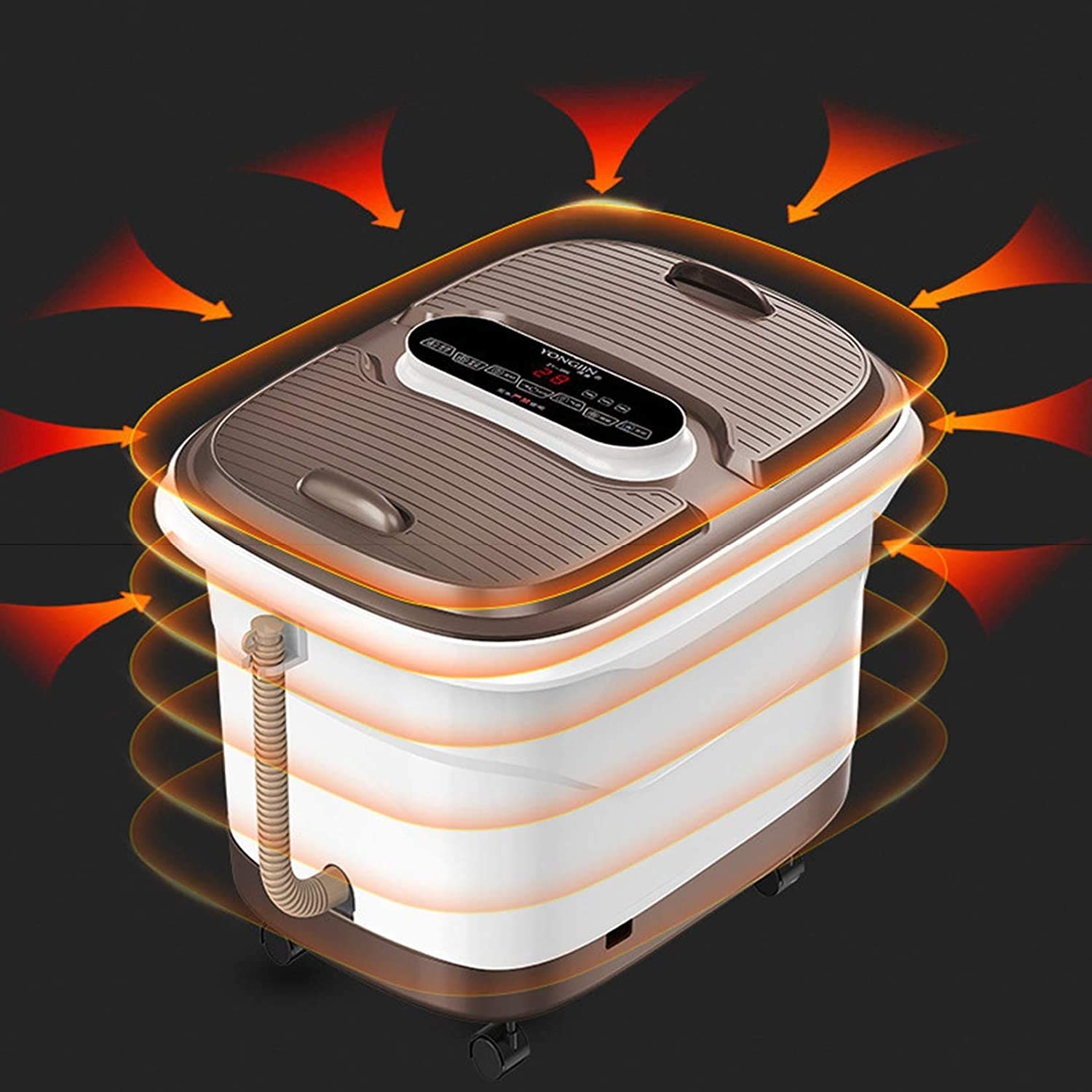 Fußbad Massagegerät mit Wärme, motorisierter Shiatsu-Massage-Kugel- und Mais-Roller-Pediküre-Spa, digitale einstellbare Zeit- und Temperatursteuerung, LED-Touchscreen, geteilt von 2 Personen, ent