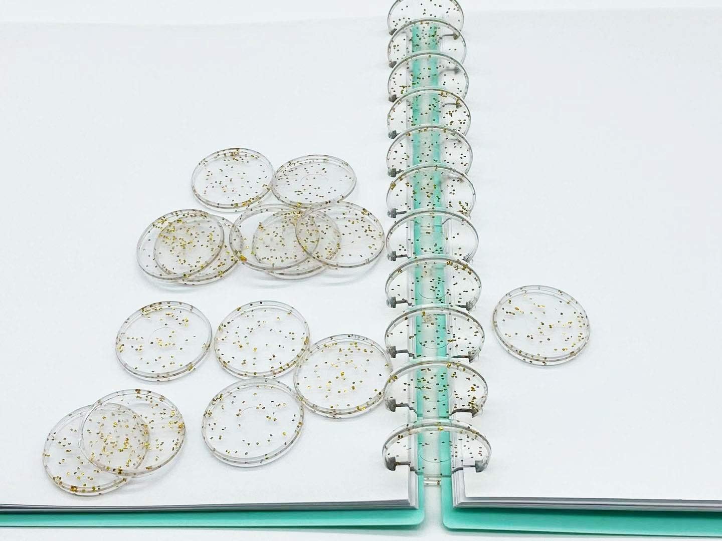 50 Pcs 35mm Plastic Book Binding Discs, Discbound Expansion Discs, Confetti Binder Rings Mushroom Hole Loose Leaf Ring Round Binding Mini Disc Buckle Hoop for DIY Notebooks Planners