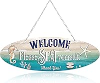 Vista 9 de Hotop Letrero decorativo de playa, decoración de mar, decoración de pared de Navidad con estrella de mar, placa de playa, placa de pared