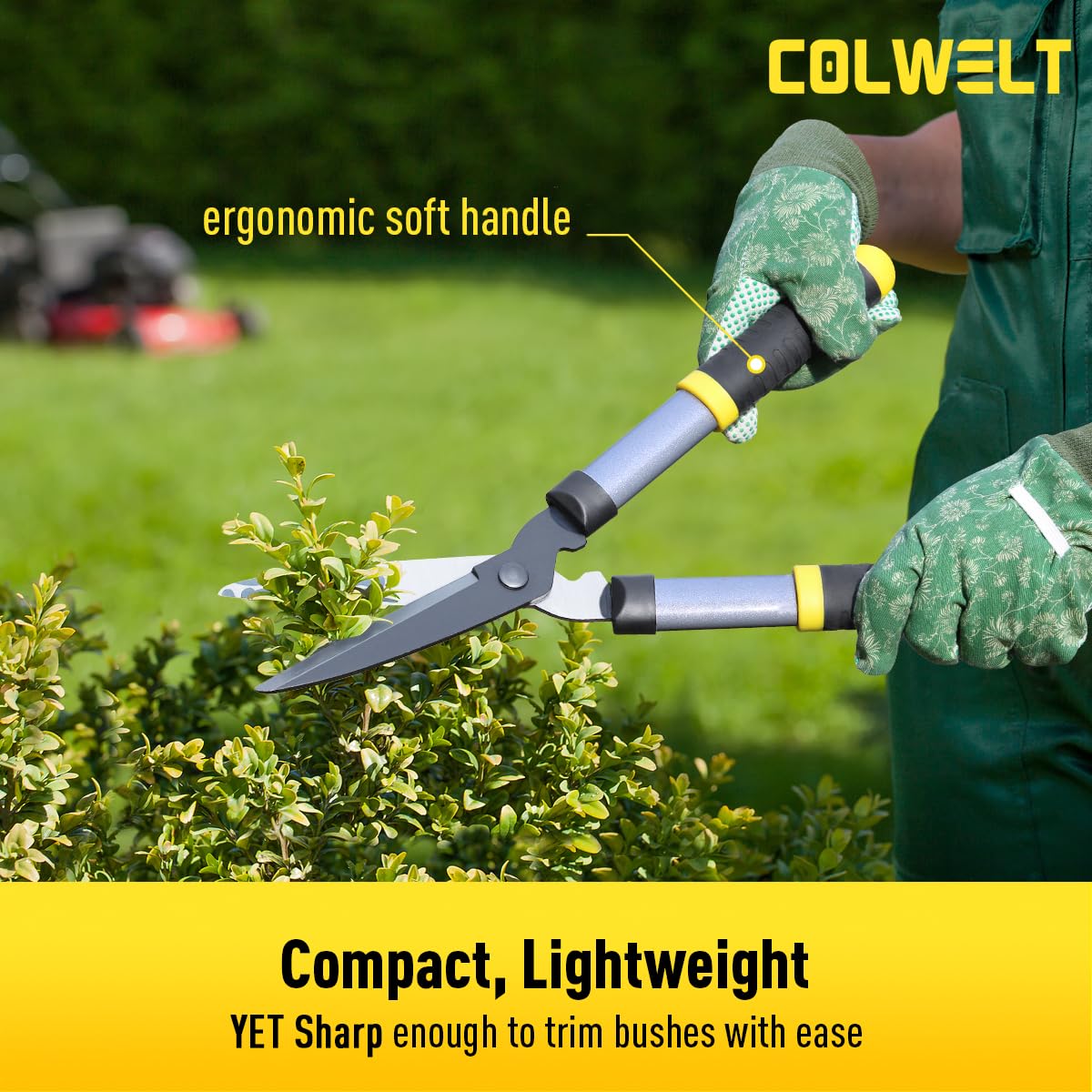 Colwelt Gartenscheren-Set, 3-teilig: Leichtes, kompaktes Gartenscheren-Set mit 42 cm langem Bypass-Astschneider, Heckenschere und Gartenschere. Pflege-Set für Bäume und Sträucher mit Softgriff.