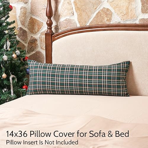 Miniatura 9 de Juego de 2 fundas de almohada lumbar de Navidad a cuadros blancos de 12 x 20 pulgadas, almohadas lumbares de Navidad escocesas blancas, decoración