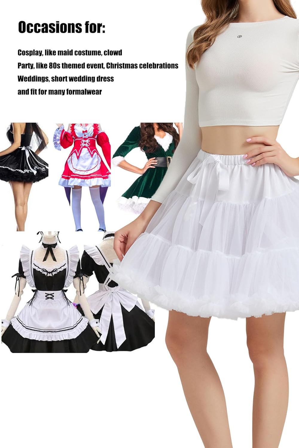 Women's Fluffy Cosplay Petticoat Soft Tulle Underskirt for 80s Dance Tutu Skirt Costume YPT400 - Image 2