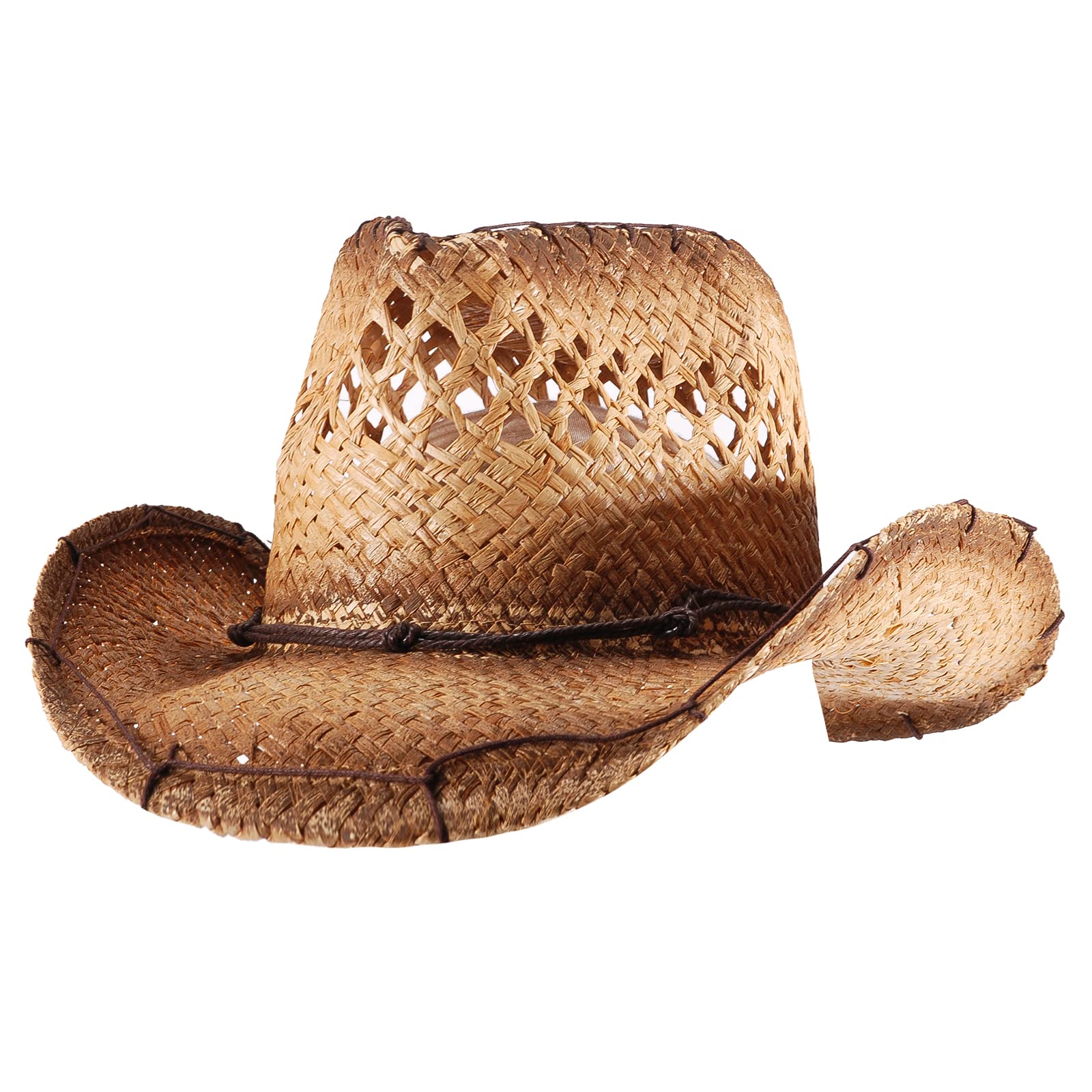 Men's Cowboy Hats Summer Women Beach Cowgirl Hat Raffia Unisex Western Sun Hat