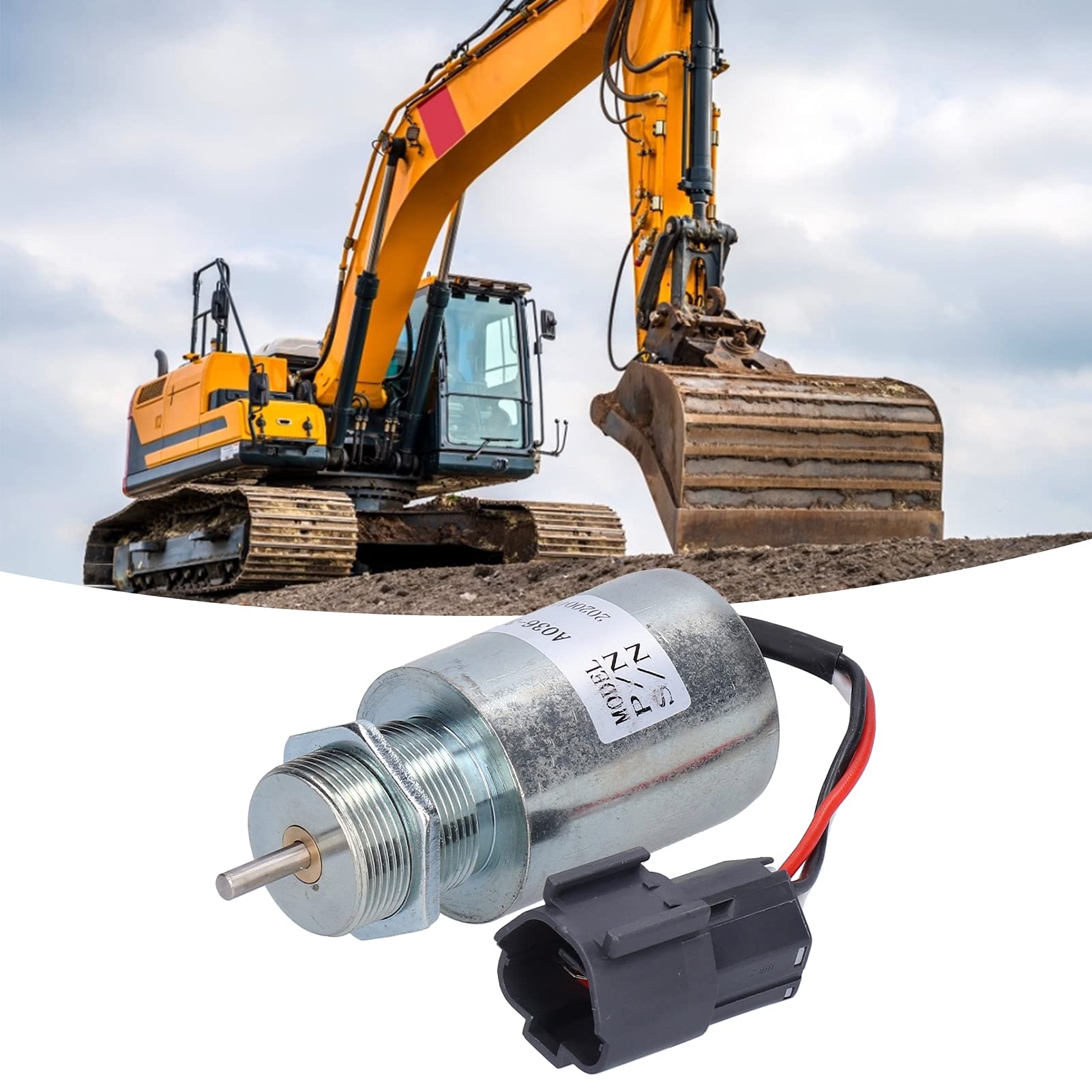 Hilitand 12V Válvula solenoide, accesorios de excavadora de acero con cierre de combustible A036‑3175 aptos para material de acero Mitsubishi (12V)