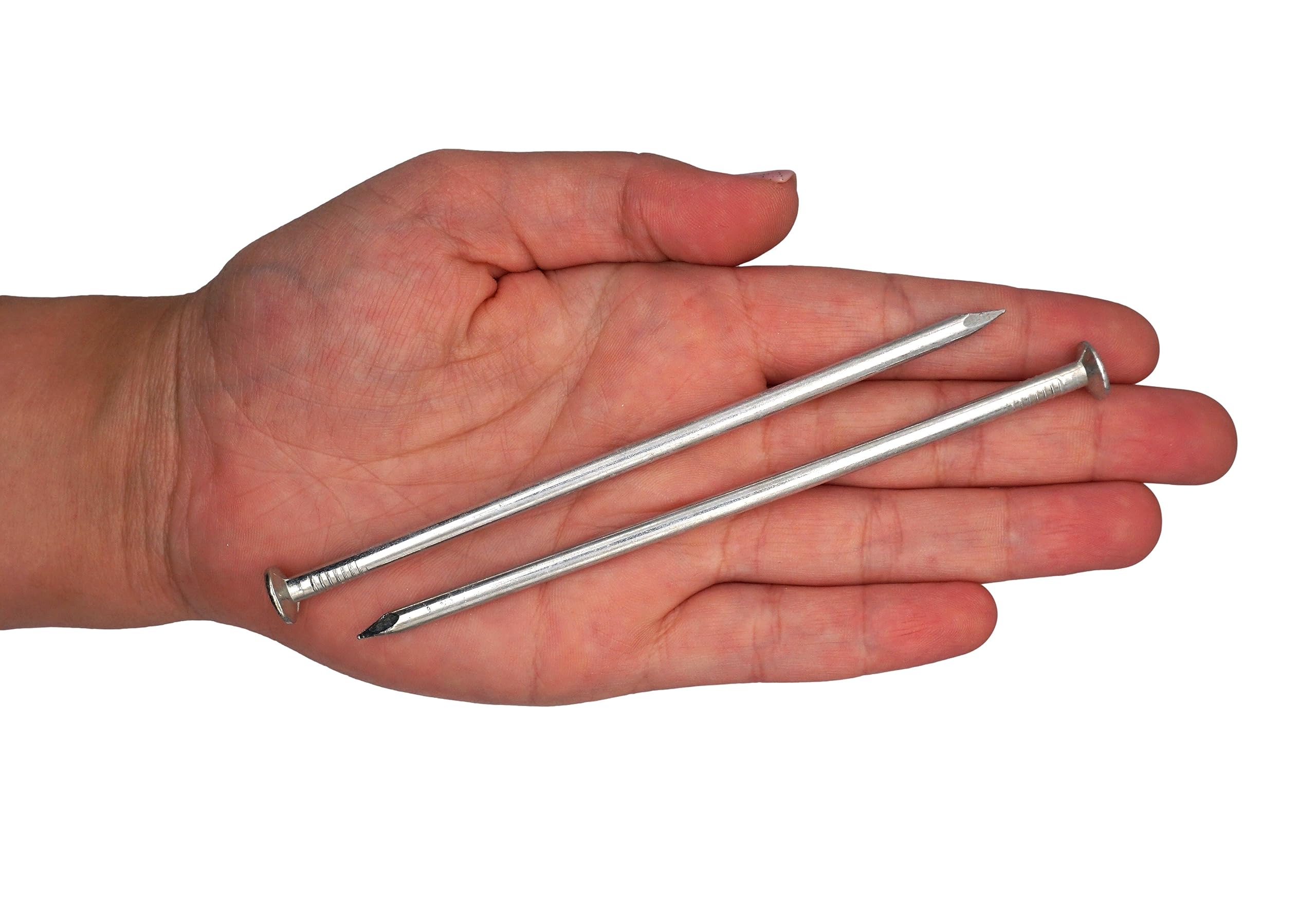 SKIR'CO (140 pcs) Clous de construction en acier zingué 4,0 x 120 mm, clous à fil courant, tête plate et ronde, clous en acier pour menuiserie